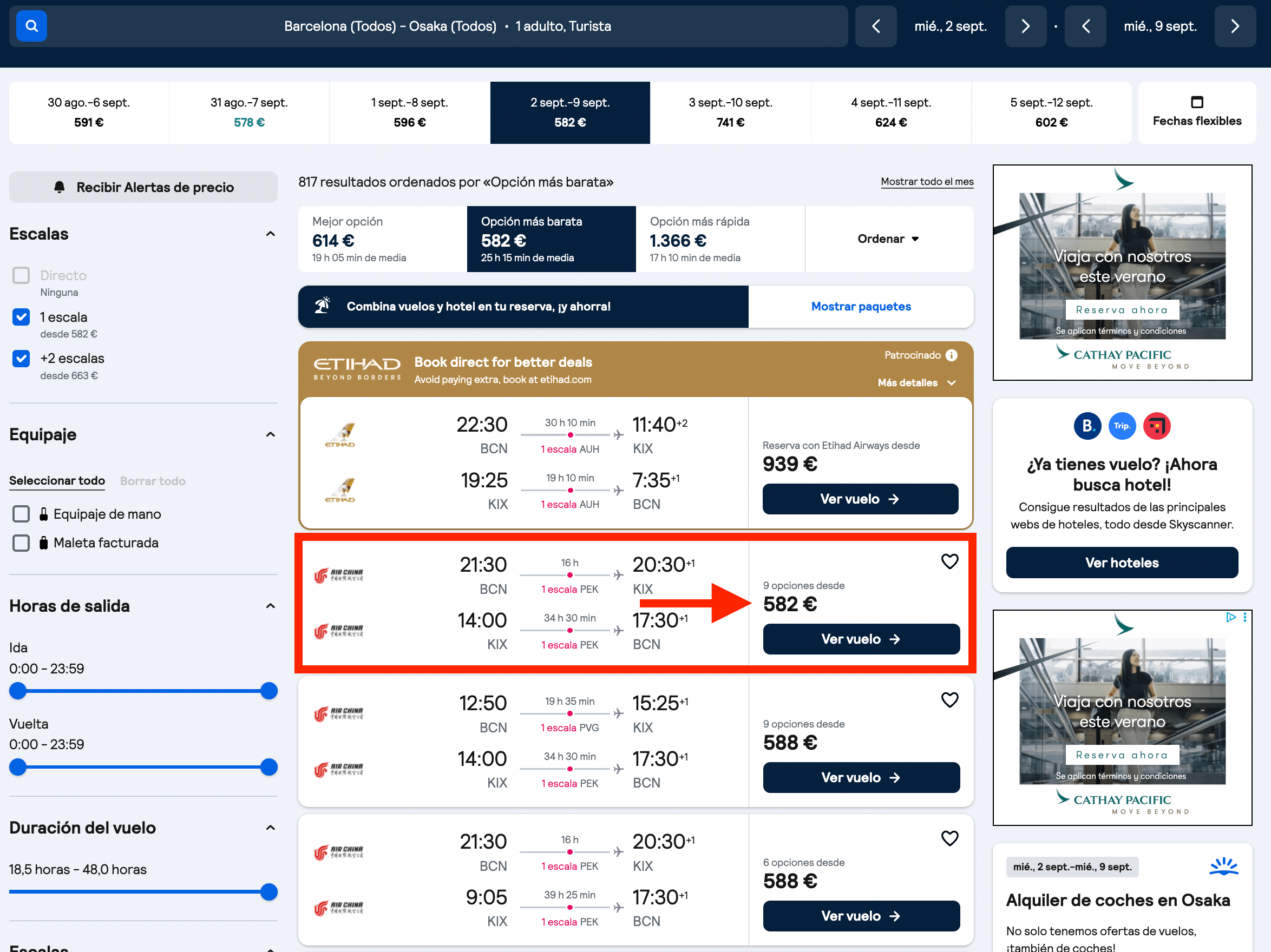 Vuelos a Osaka (Japón) desde 582€ ida y vuelta