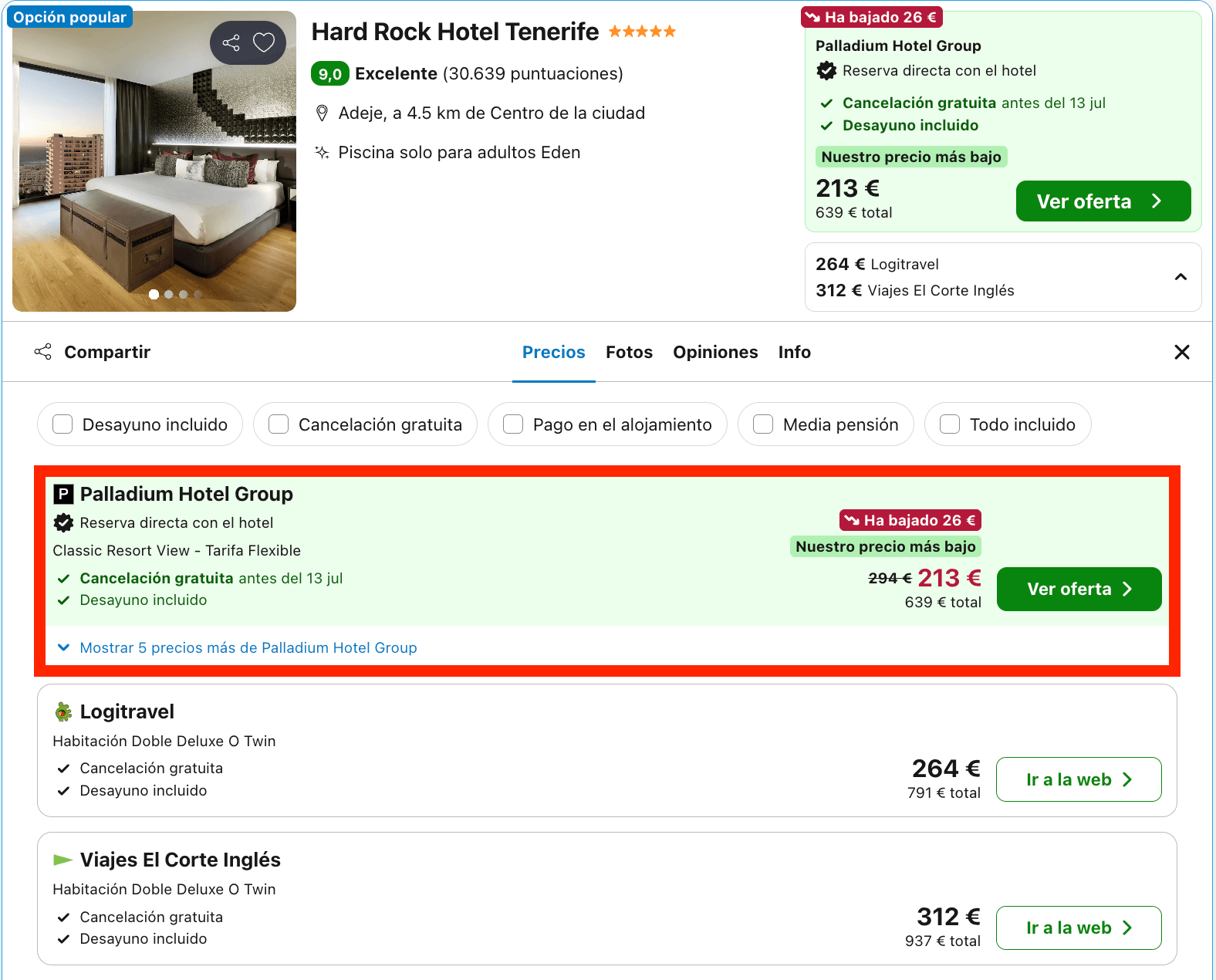 Verano de lujo en el Hard Rock Hotel Tenerife 5* desde 106€ p.p./noche
