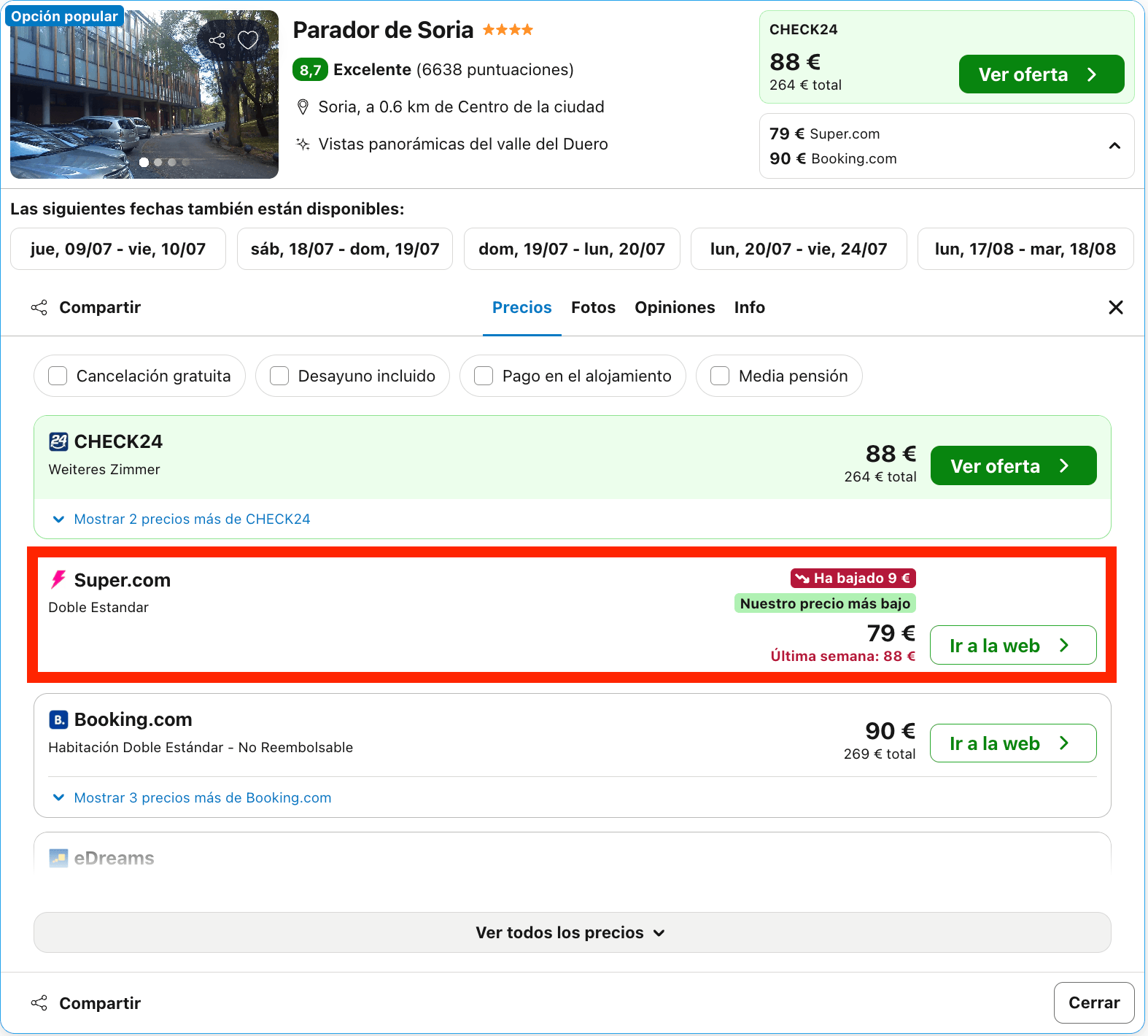 Parador en lo alto de una colina rodeado de un impresionante bosque desde 39€ p.p./noche