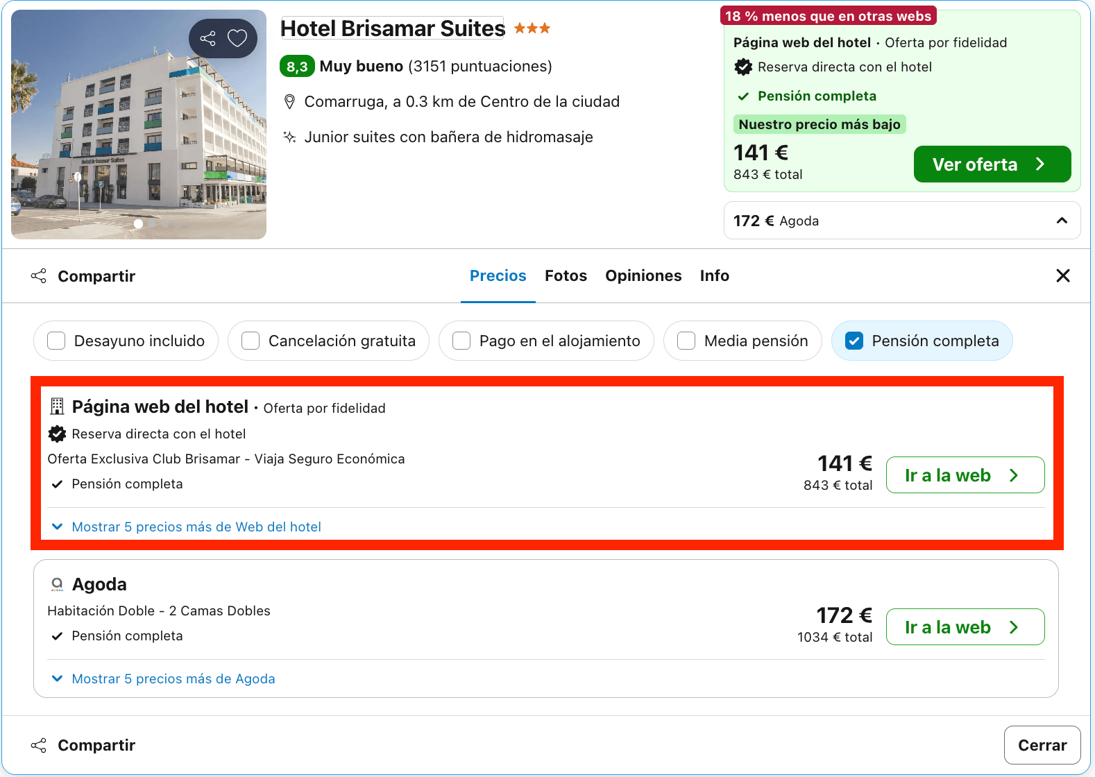 Hotel frente al mar con todas las comidas incluidas desde 70€ p.p./noche