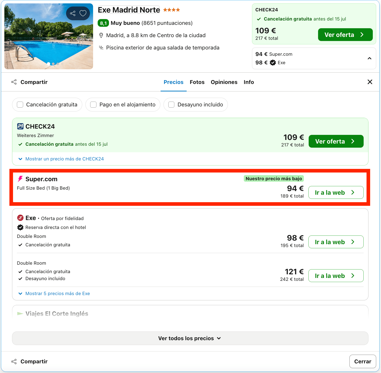Escapada de última hora en Madrid: hotel 4* con piscina desde 47€ p.p./noche