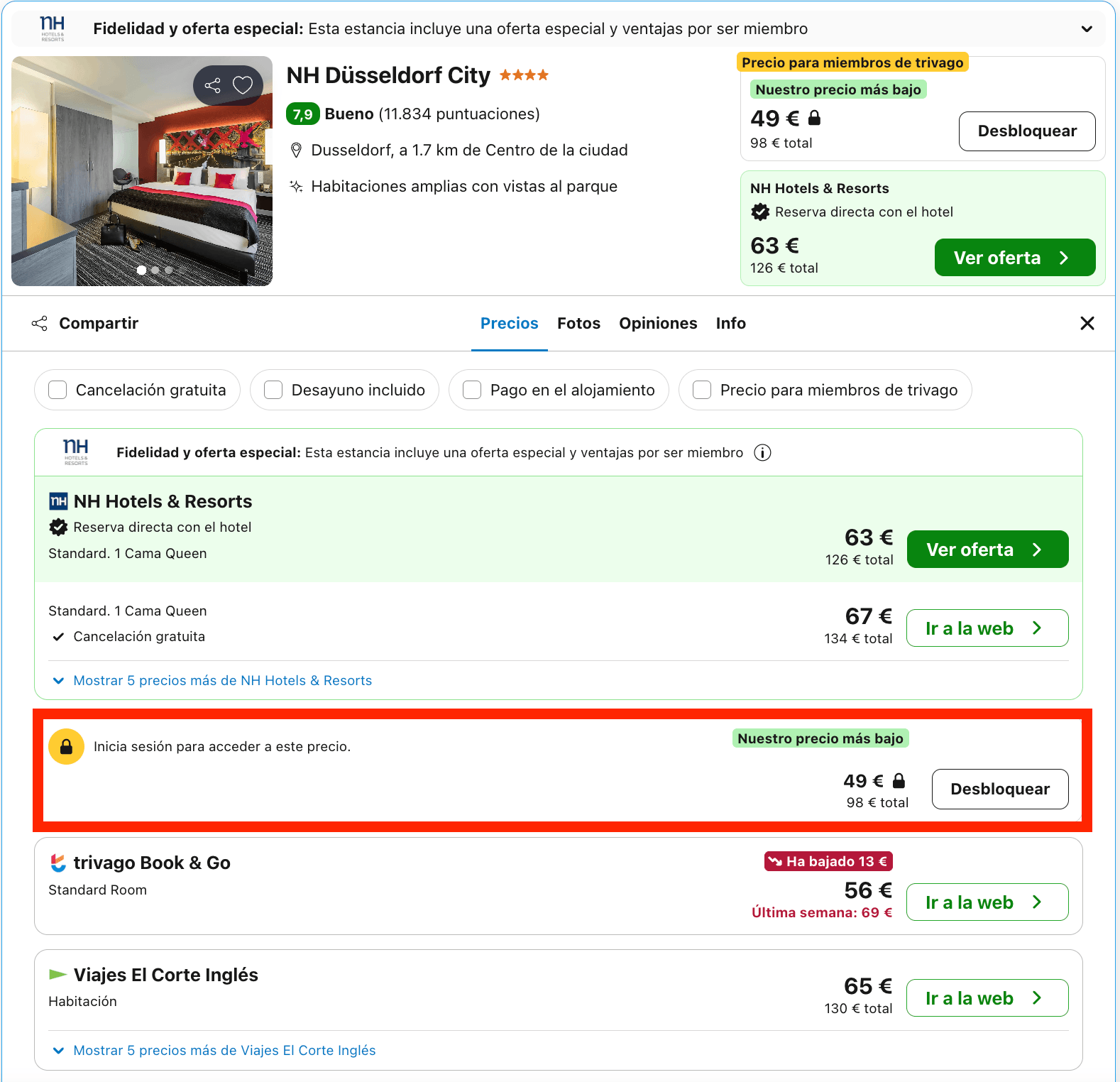 Finde en un hotel NH 4* en Düsseldorf desde 24€ p.p./noche