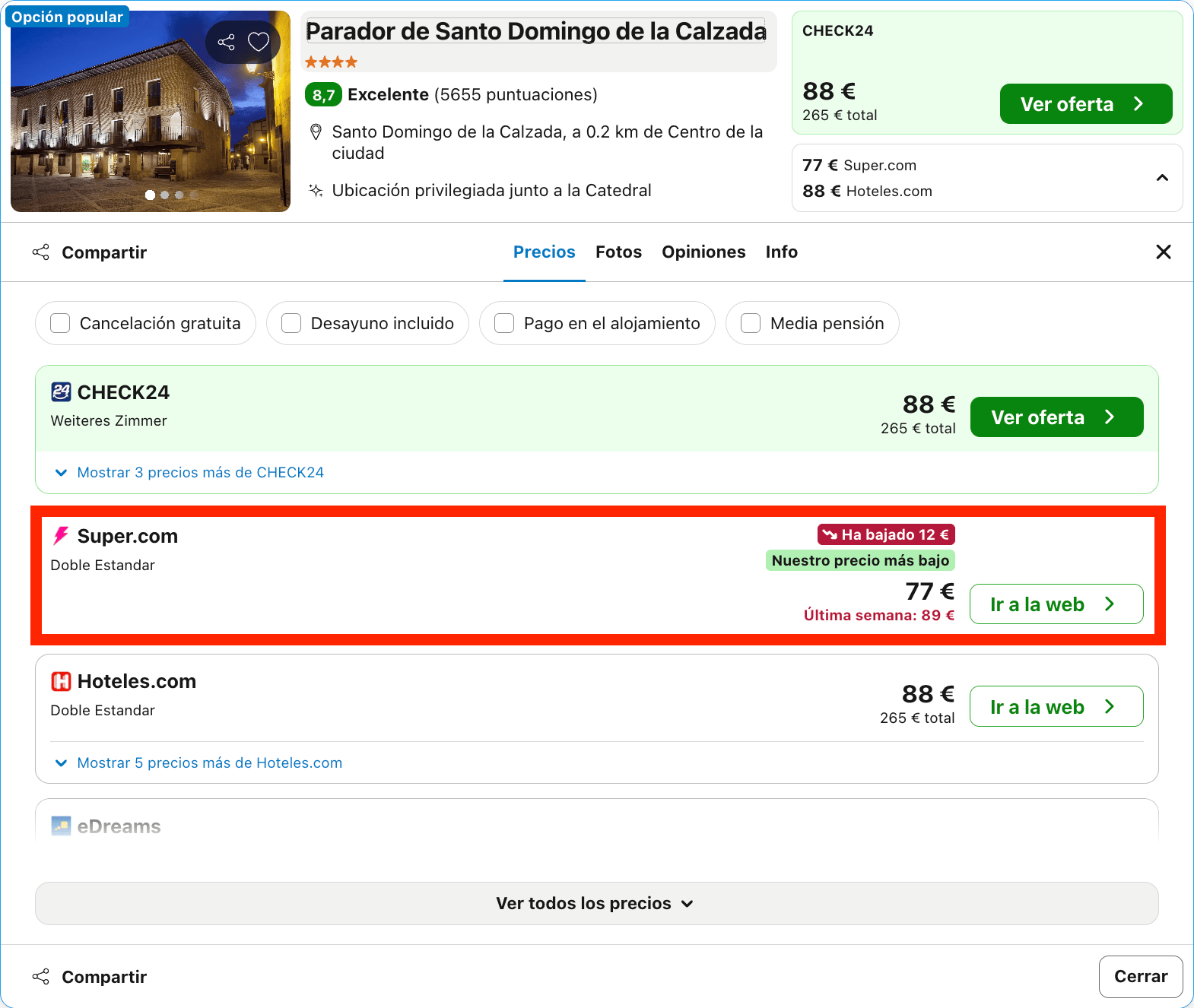 Parador que ocupa un antiguo Hospital de Peregrinos construido en el siglo XII desde 38€ p.p./noche