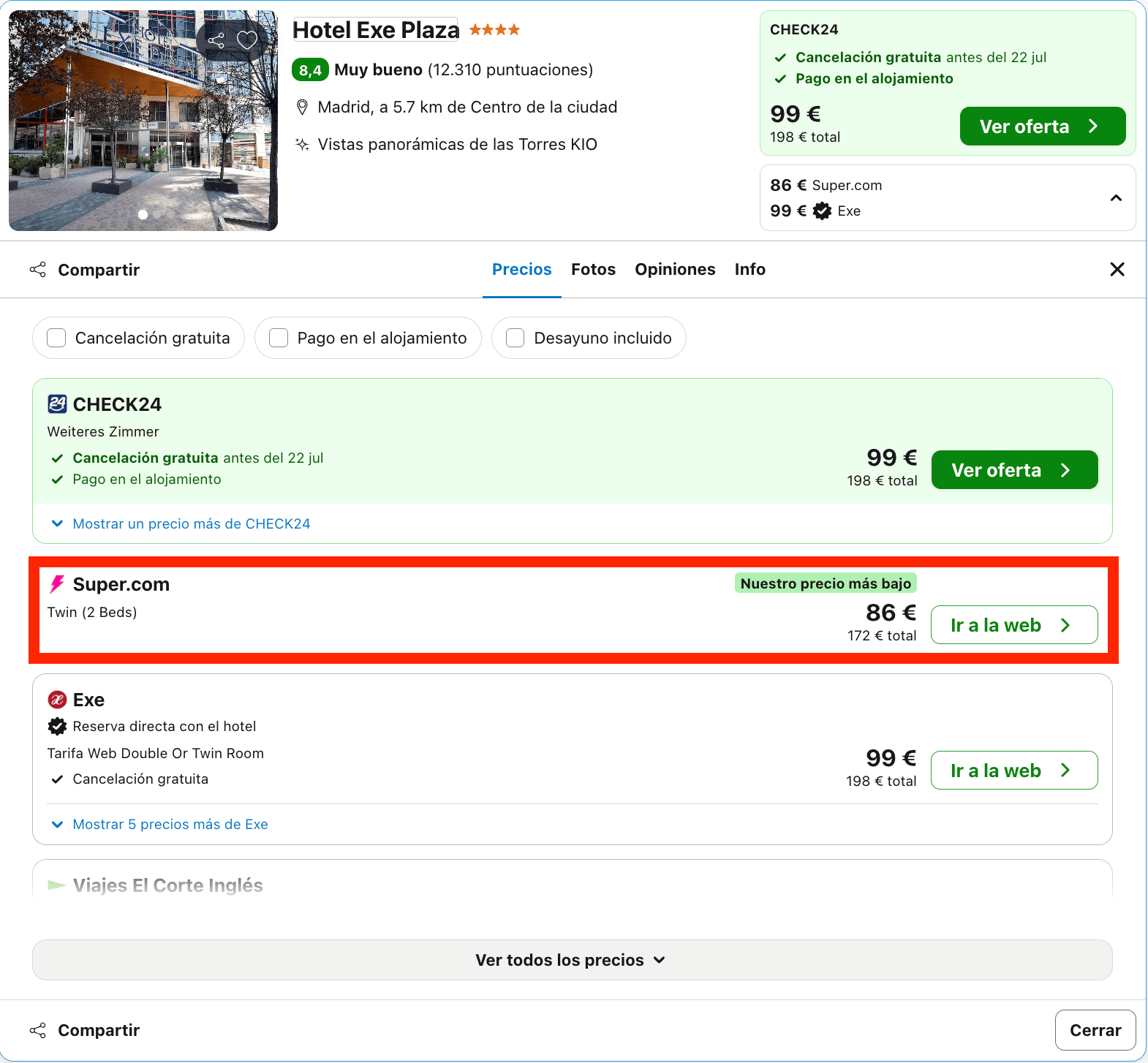 Fin de semana en Madrid: hotel 4* en Paseo de la Castellana desde 43€ p.p./noche
