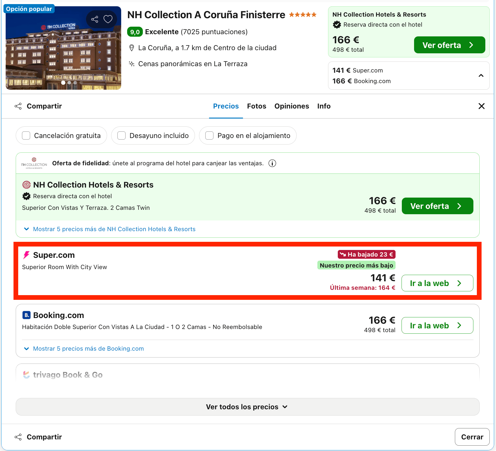 Hotel NH Collection 5* en A Coruña desde 70€ p.p./noche