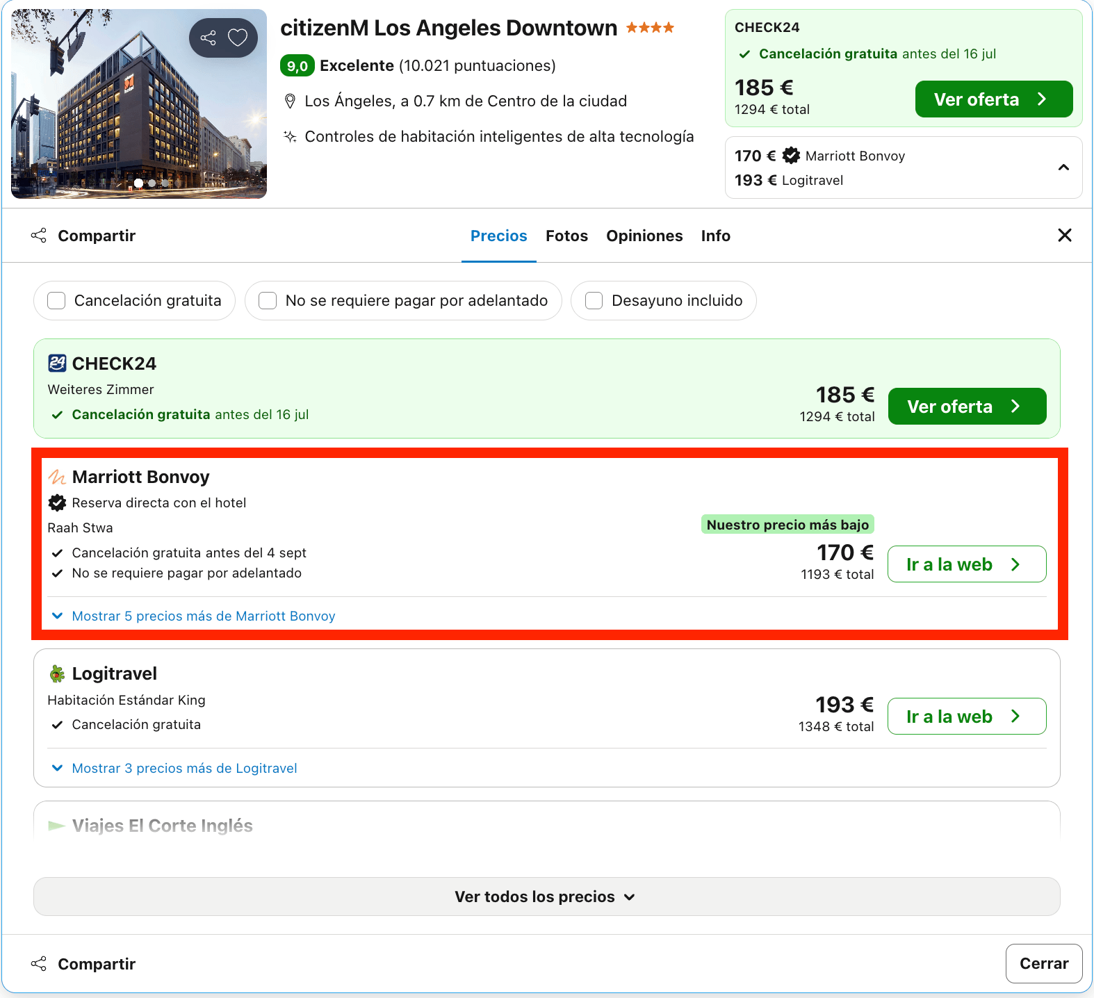 Los Ángeles: vuelos directos + 7 noches en un fabuloso hotel 4* en el centro desde 1021€ p.p.