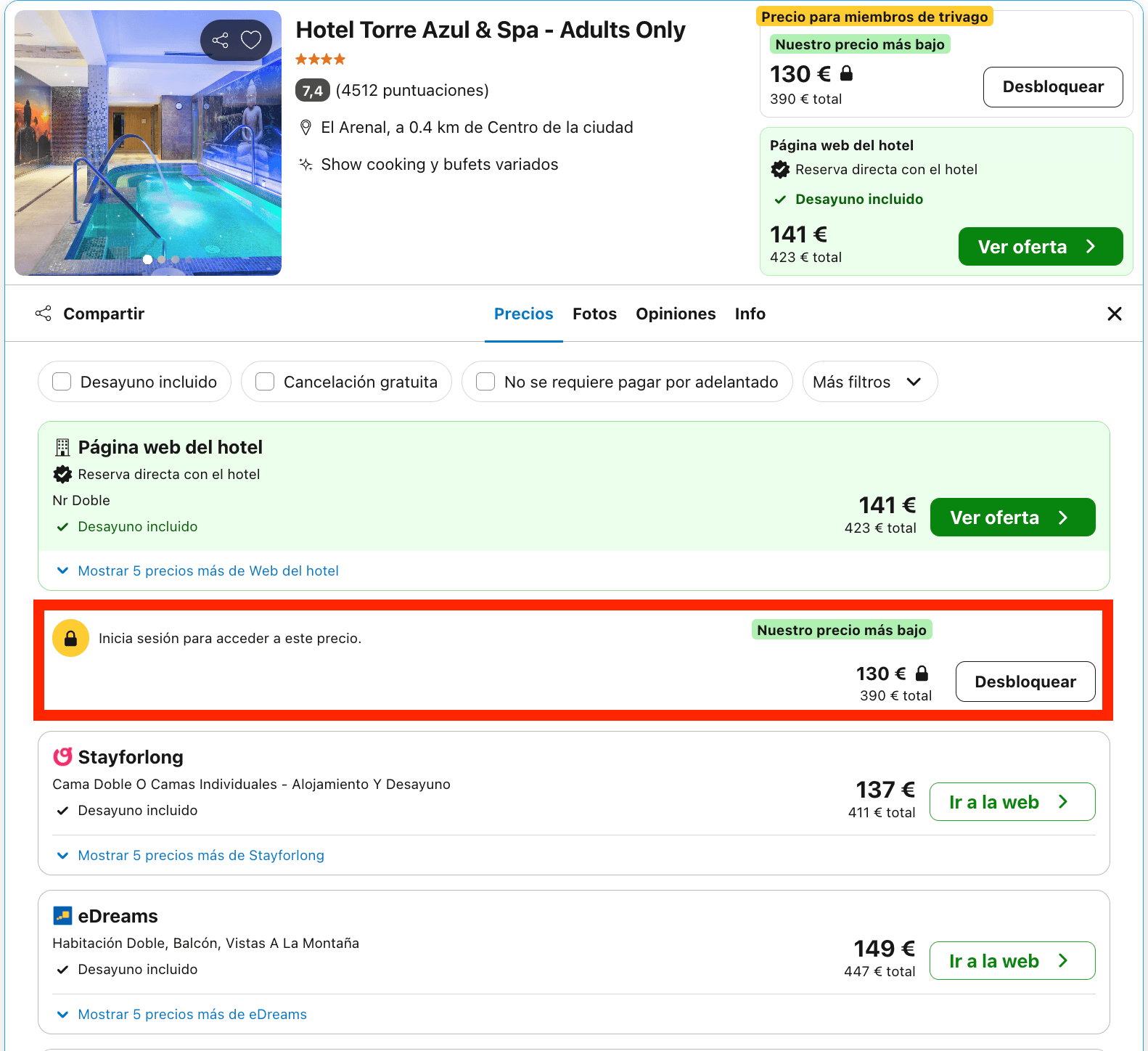 Hotel 4* con spa en S'Arenal (Mallorca) solo para adultos desde 65€ p.p./noche