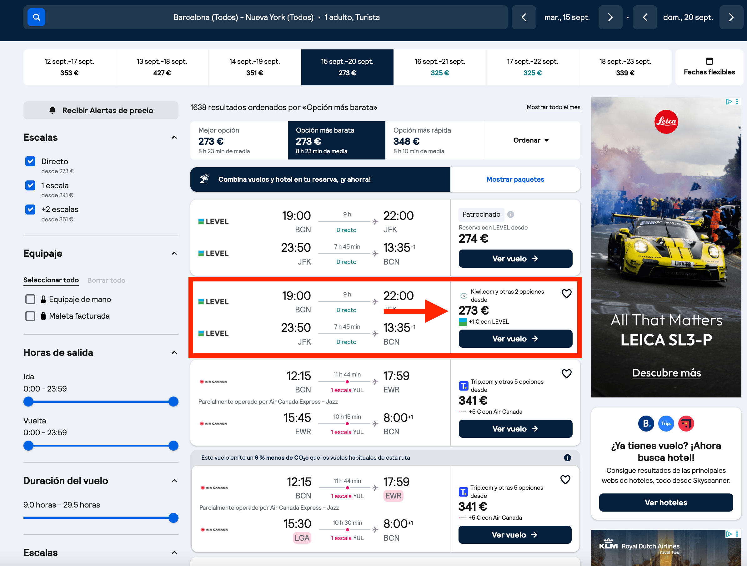 Vuelos directos a Nueva York desde 273€ ida y vuelta