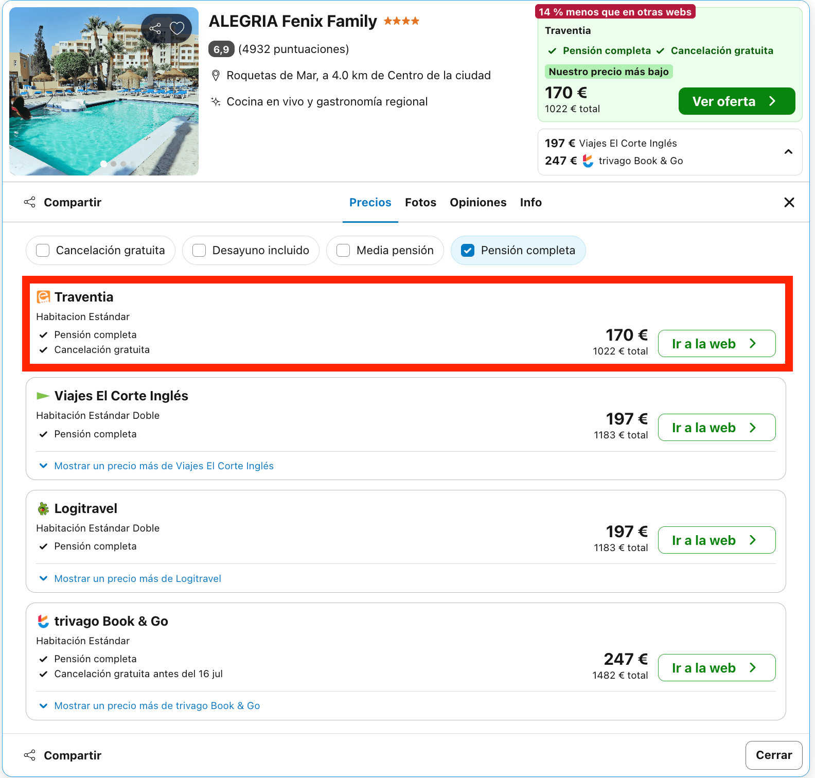 Hotel 4* en Roquetas de Mar con todas las comidas incluidas desde 85€ p.p./noche