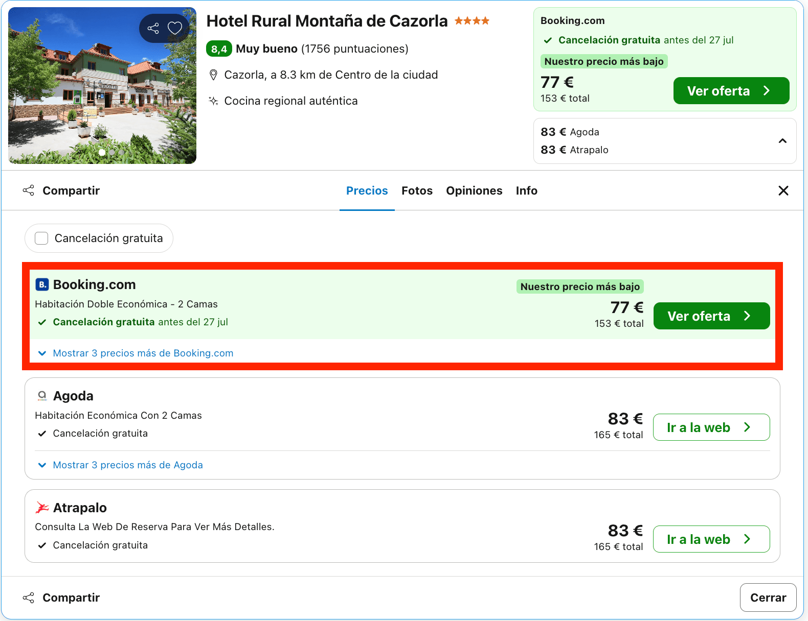 Fin de semana en Cazorla: hotel rural 4* con piscina desde 38€ p.p./noche