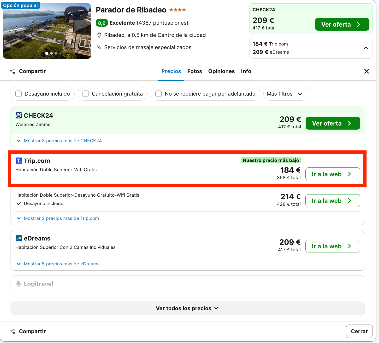 Parador ubicado en una casona gallega con las mejores vistas de la ría desde 92€ p.p./noche