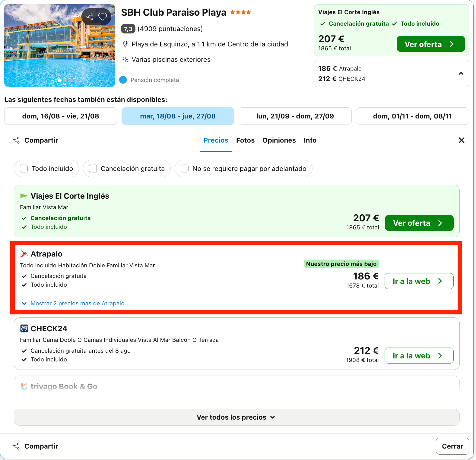Hotel 4* que es un paraíso frente al mar con todas las comidas incluidas desde 93€ p.p./noche