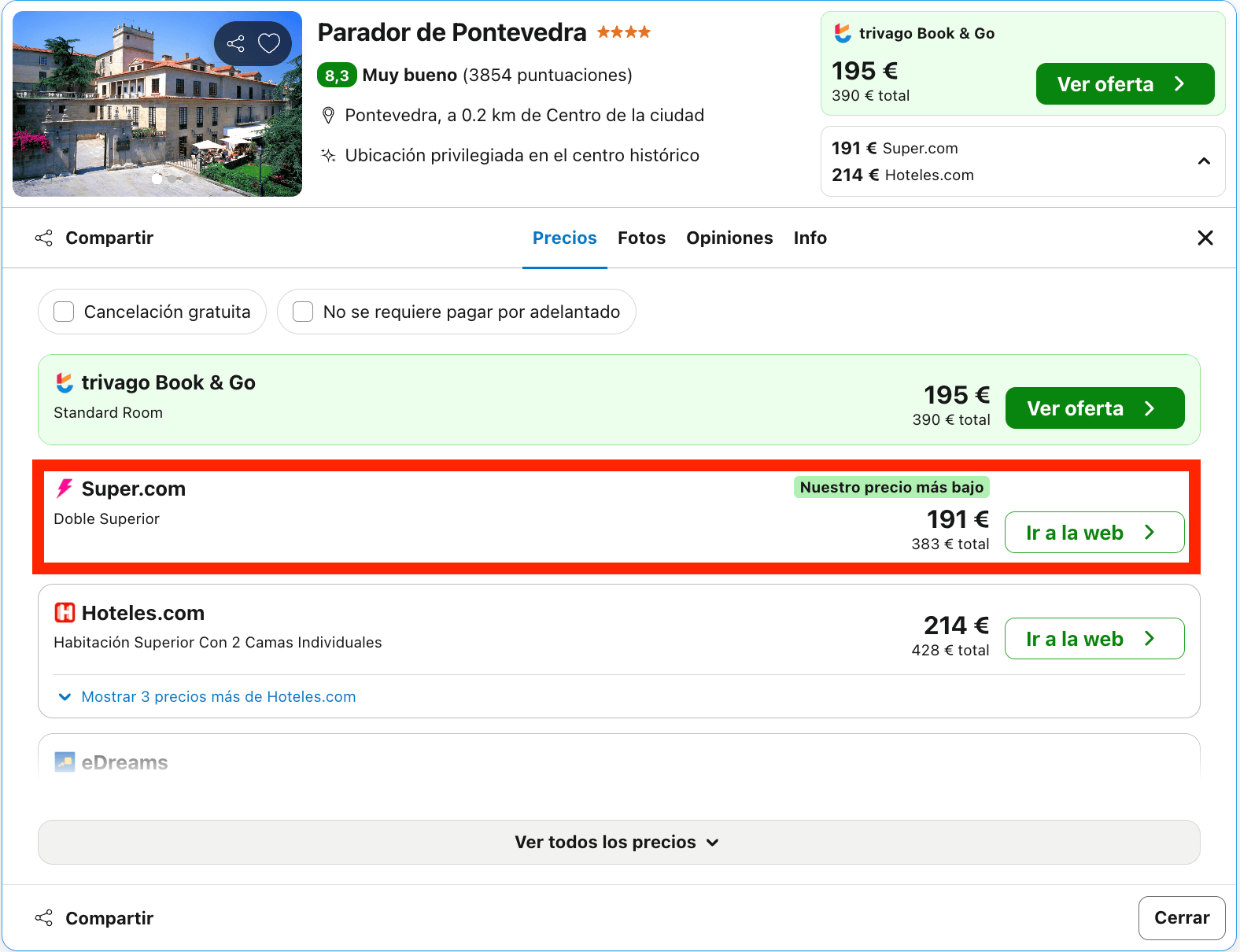 Parador en un palacio renacentista del siglo XVI en la capital de las Rías Baixas desde 95€ p.p./noche
