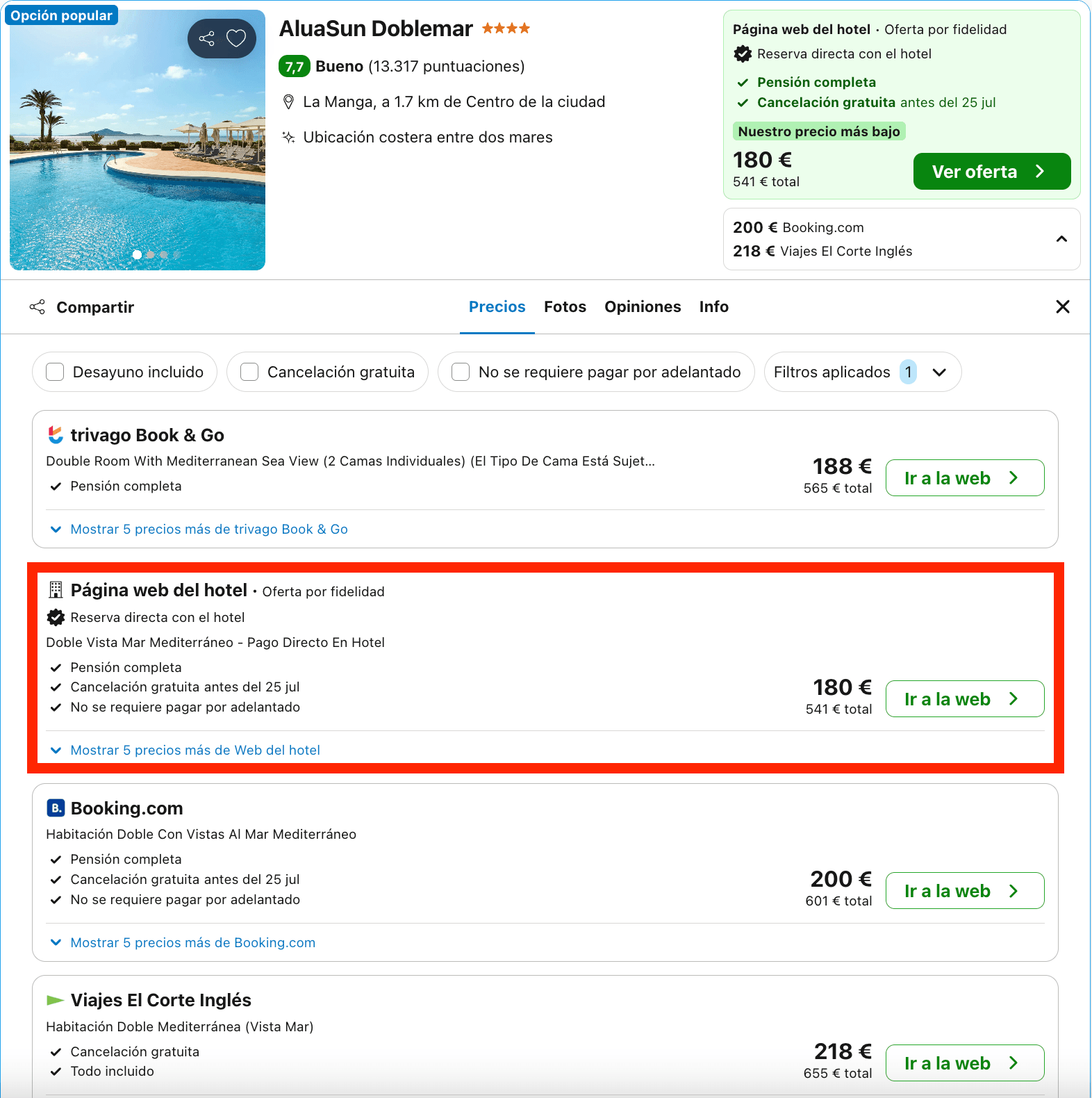 Verano en La Manga: resort 4* con todas las comidas incluidas desde 90€ p.p./noche