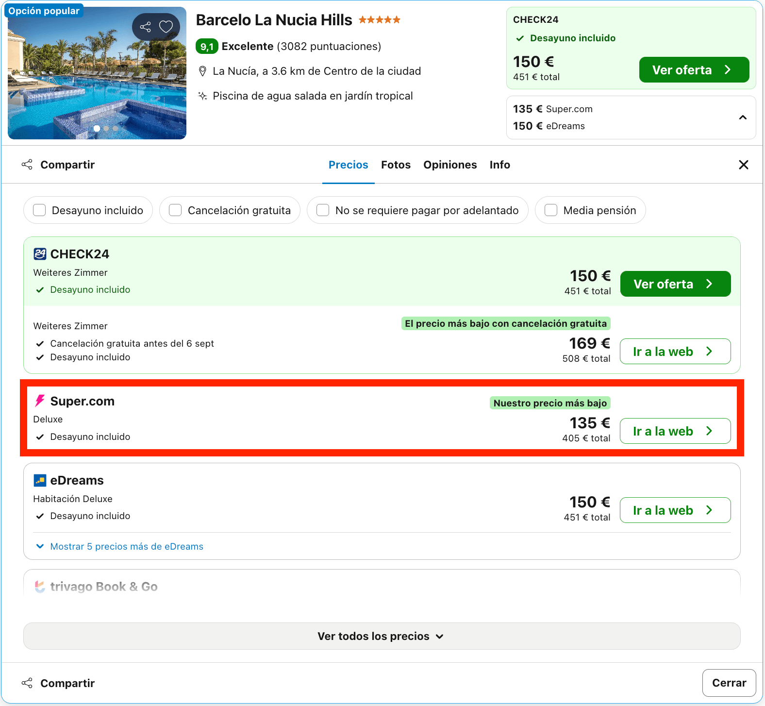 Impresionante hotel Barceló 5* entre mar y montaña ideal para relajarse desde 67€ p.p./noche