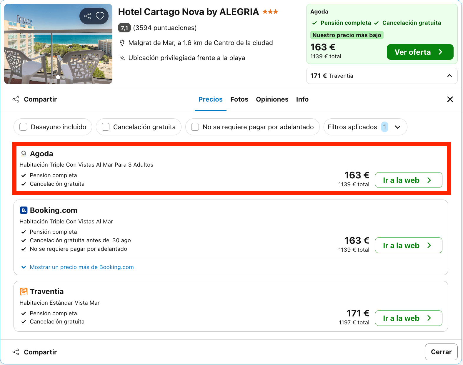 Vacaciones en el Maresme: 7 noches en un hotel a pie de playa con pensión completa desde 569€ p.p.