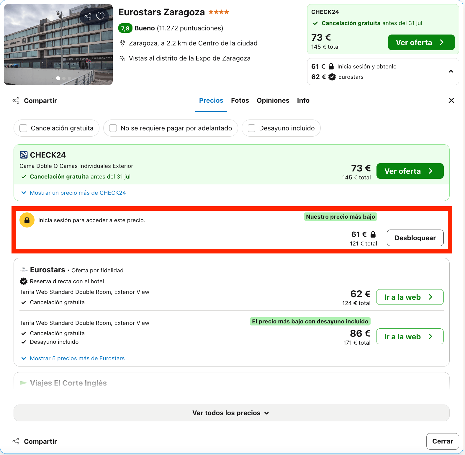 Fin de semana en Zaragoza: hotel Eurostars 4* desde 30€ p.p./noche