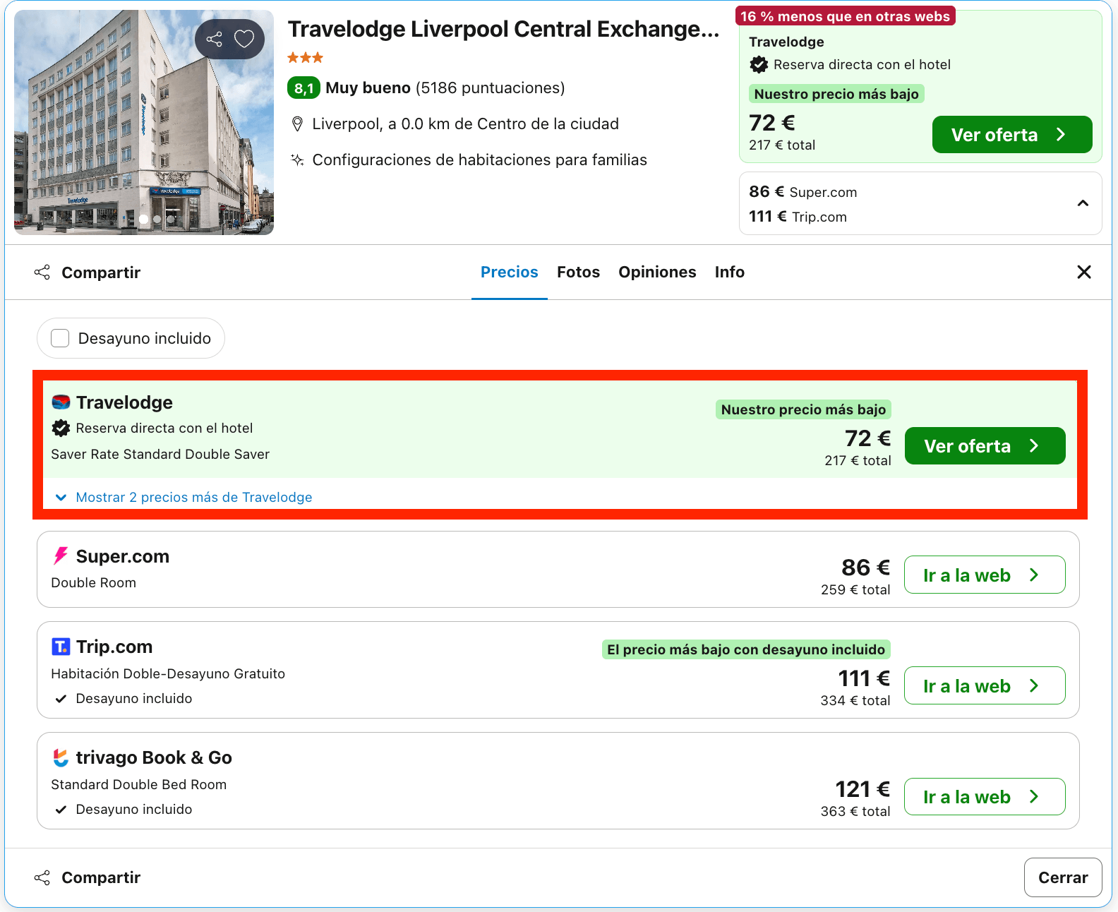 Hotel en el centro de Liverpool desde 36€ p.p./noche