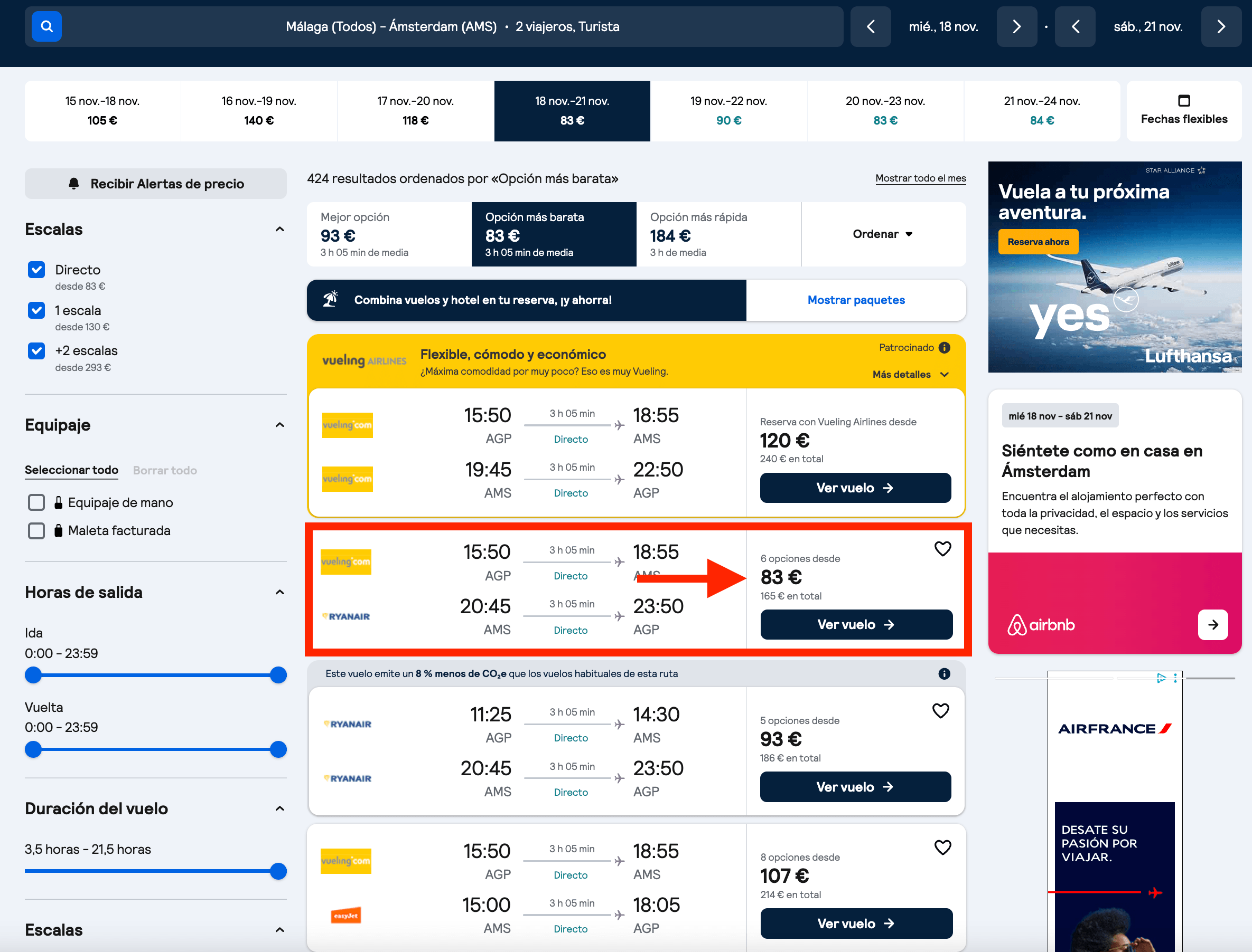 Vuelos a Amsterdam desde 83€ ida y vuelta