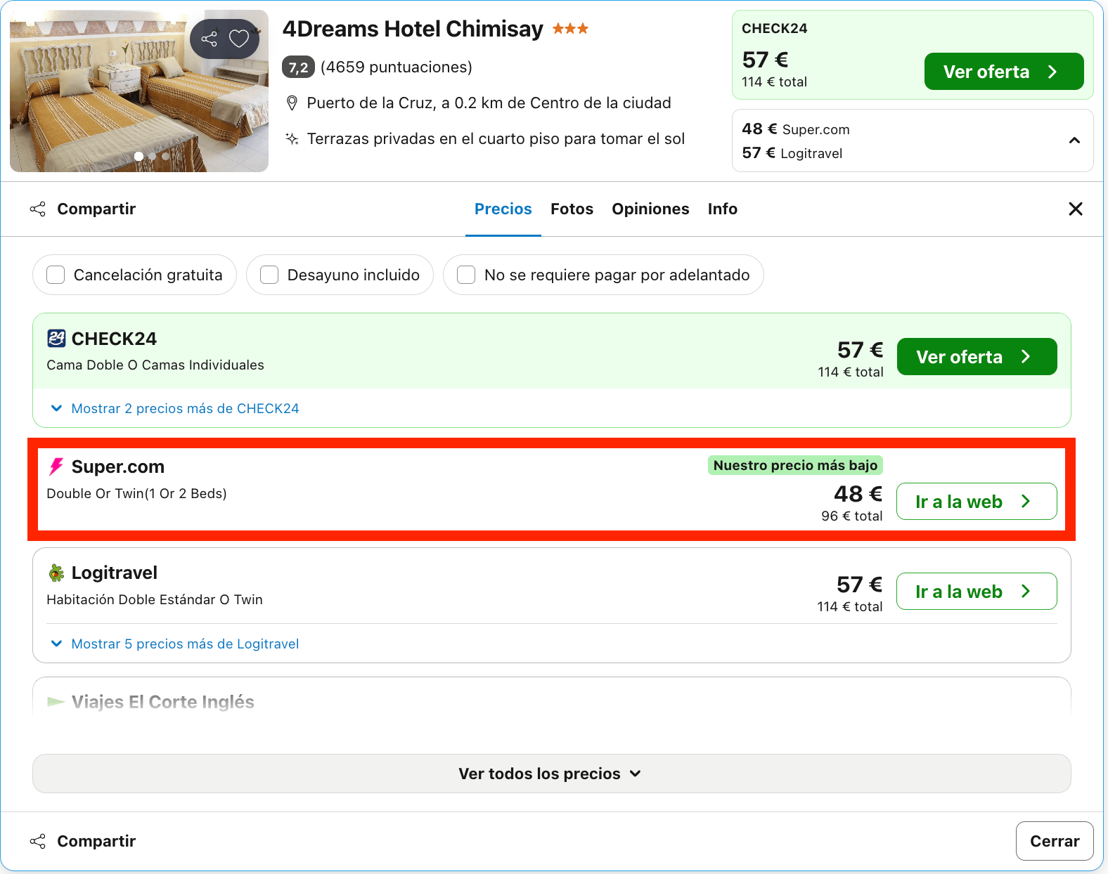 Fin de semana en un hotel familiar de Puerto de la Cruz desde 24€ p.p./noche