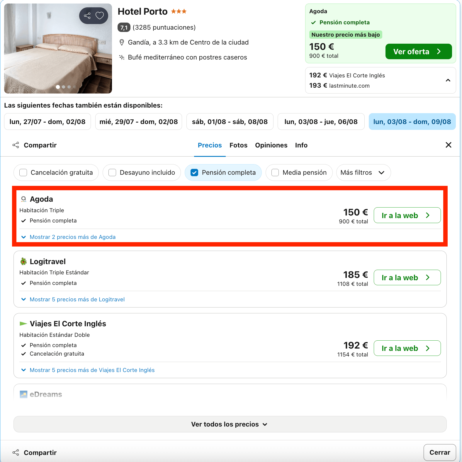 Encantador y sencillo hotel en Gandía con todas las comidas incluidas desde 75€ p.p./noche
