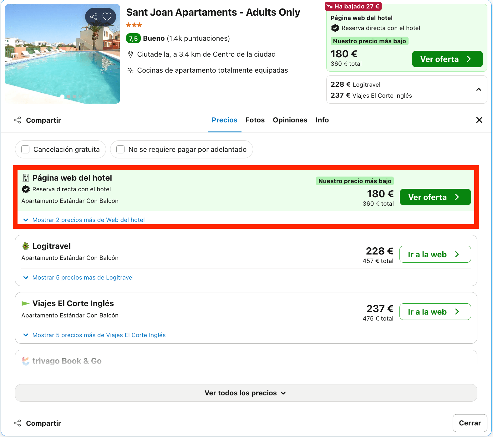 Fin de semana en Menorca: aparthotel sobre una espectacular cala desde 90€ p.p./noche