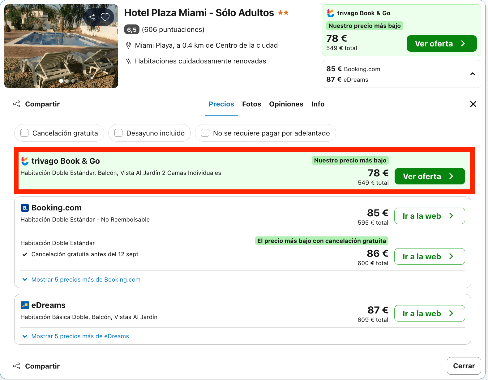 Encantador hotel solo para adultos en el corazón de la Costa Dorada desde 39€ p.p./noche