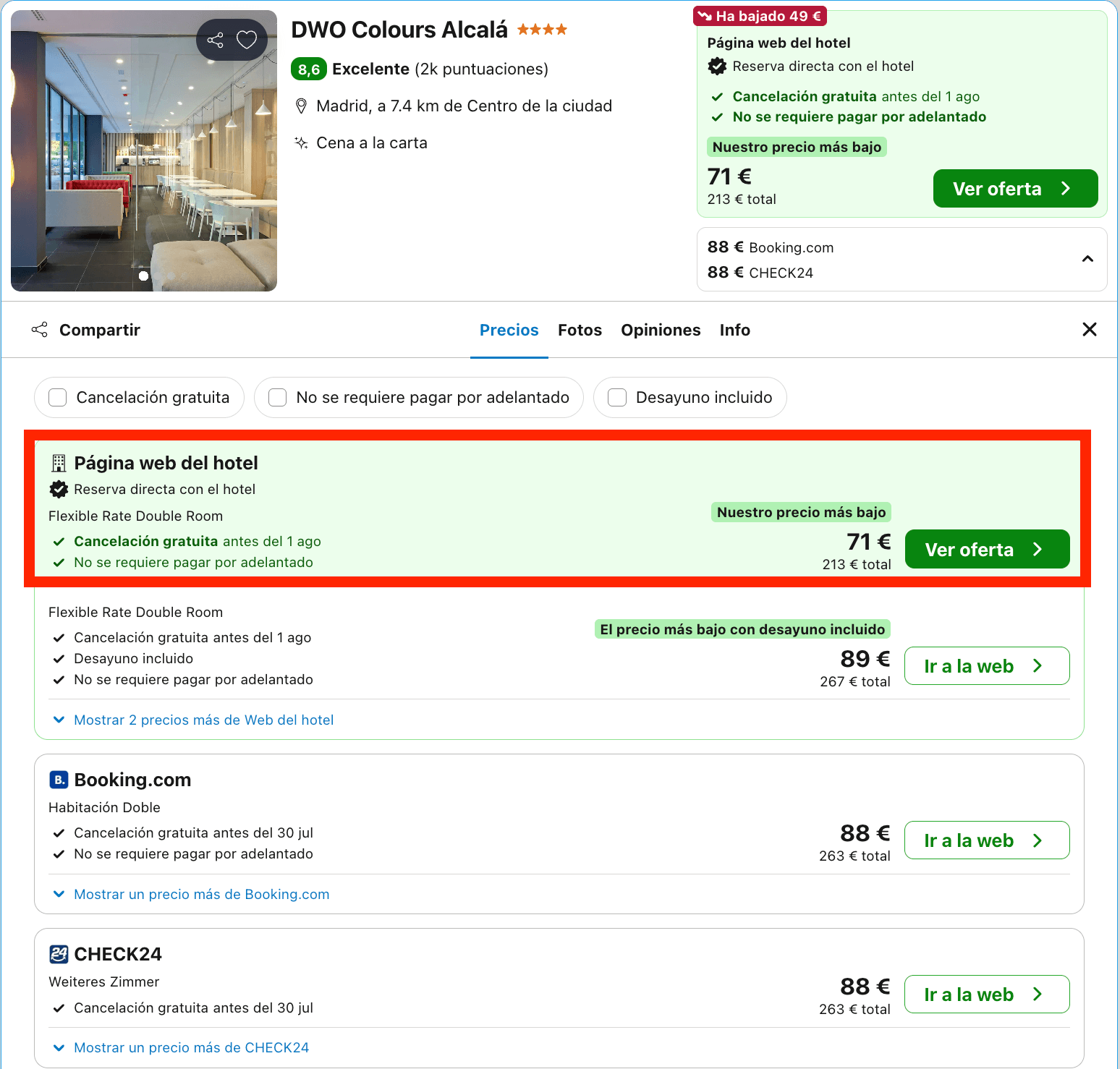 Última hora: hotel 4* en Madrid de estilo vanguardista desde 35€ p.p./noche