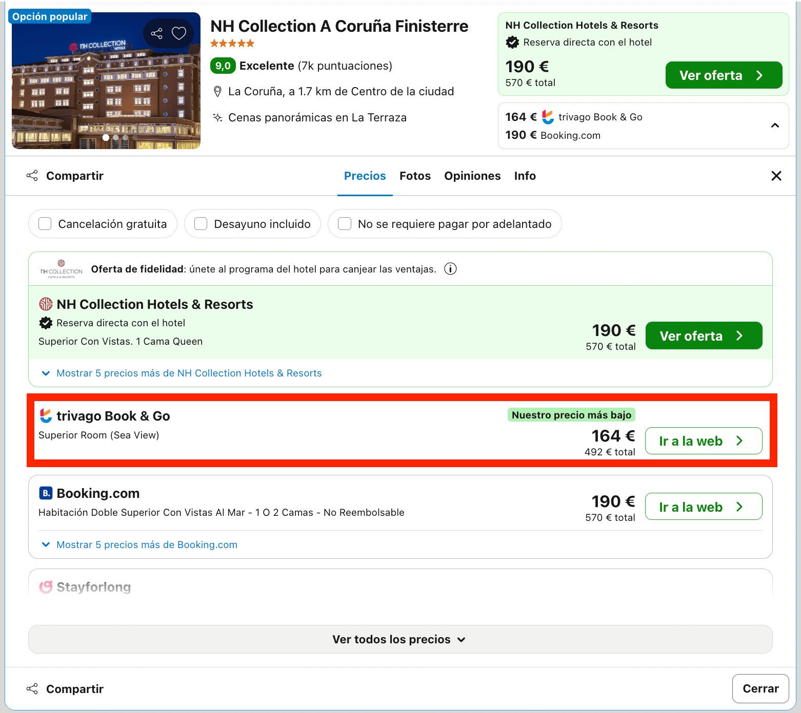 Hotel NH Collection 5* en A Coruña desde 82€ p.p./noche