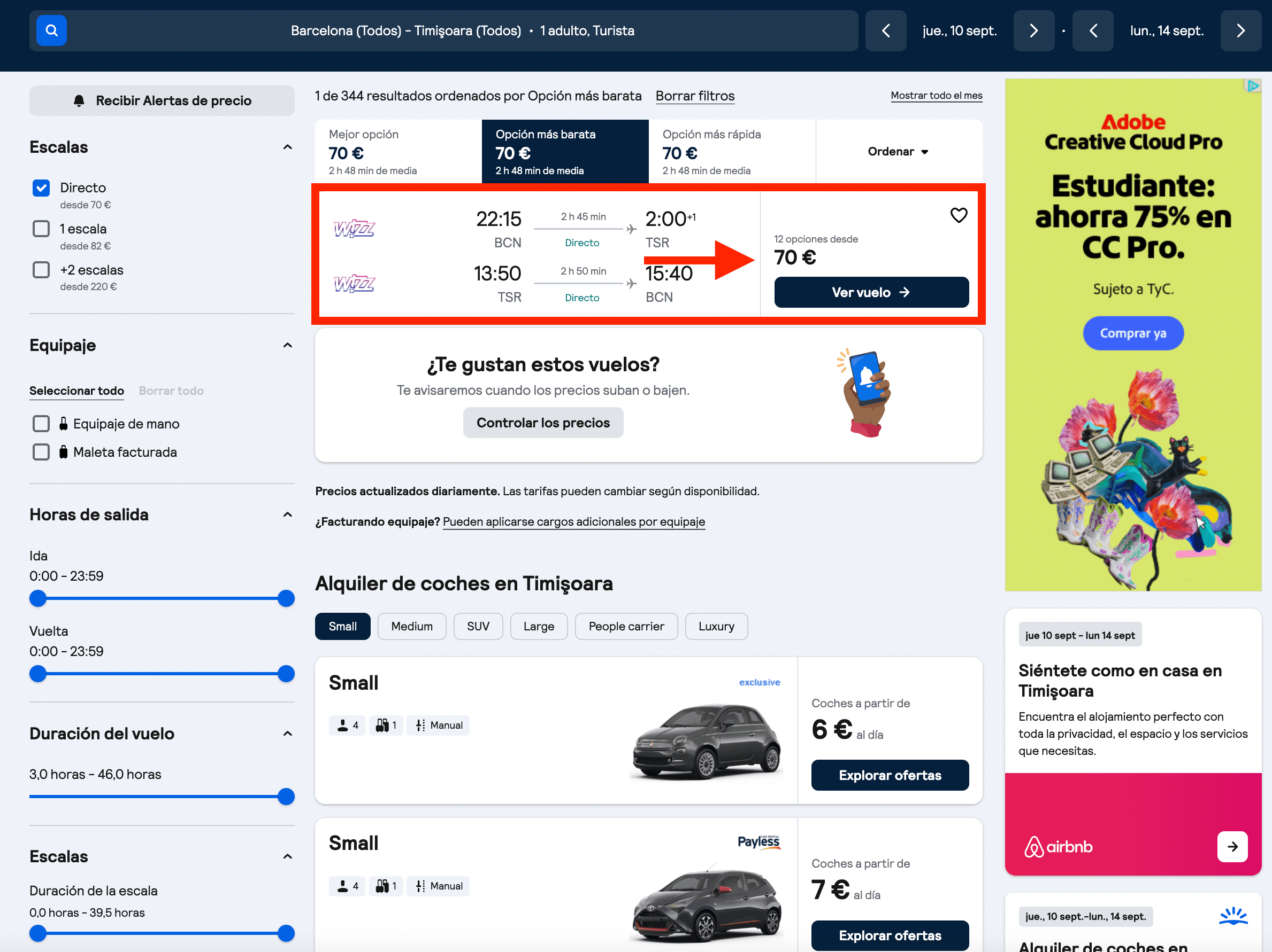 Vuelos directos de ida y vuelta a Timişoara (Rumanía) desde solo 70€ ida y vuelta