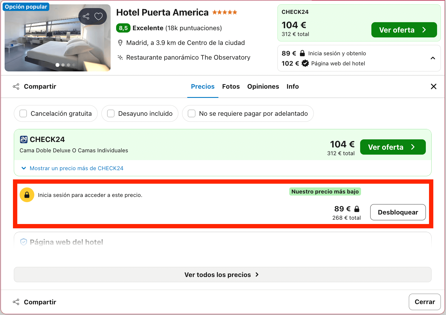 Escapada de lujo a Madrid: hotel 5* de diseño con piscina desde 44€ p.p./noche