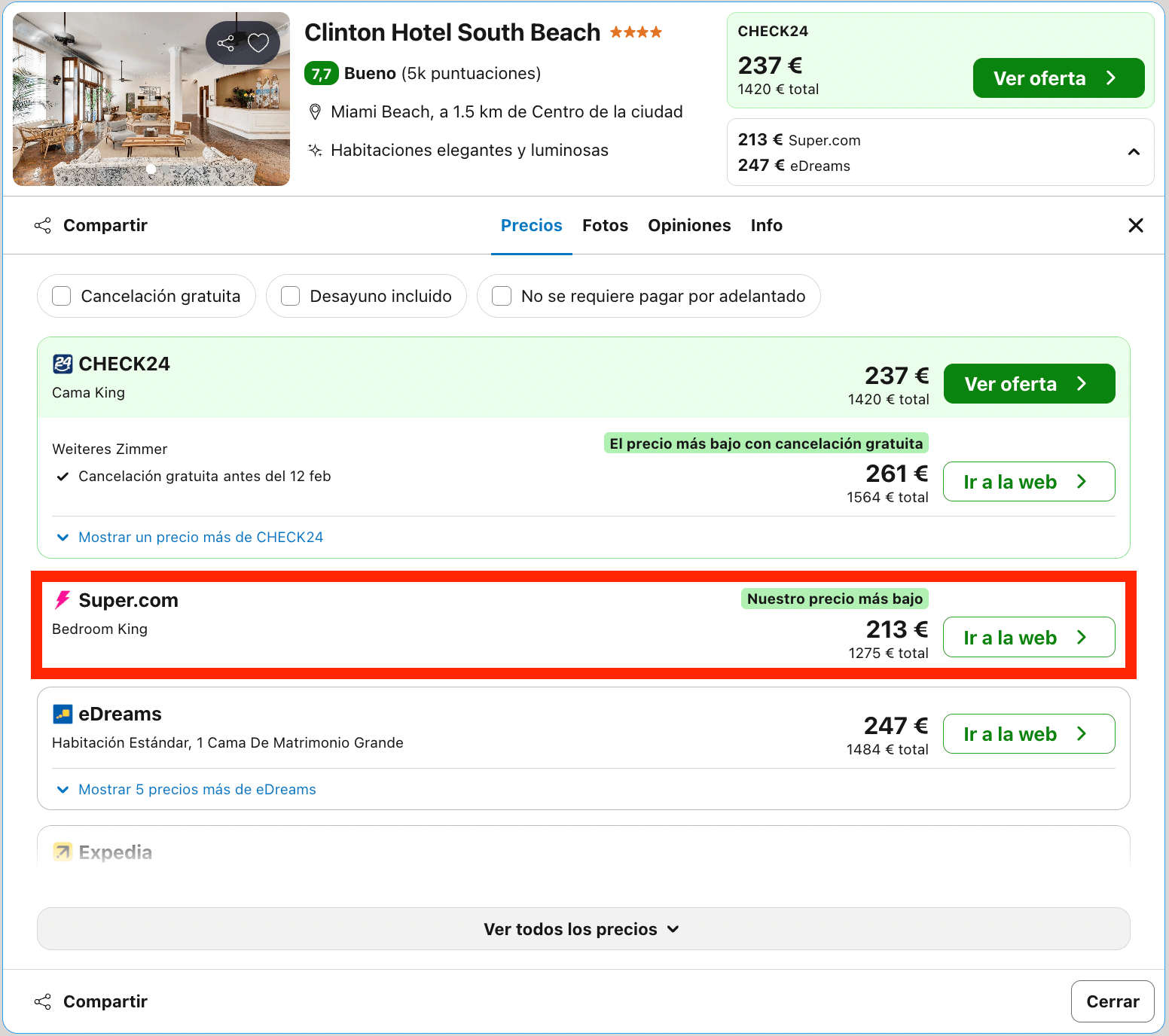 Miami Beach: vuelos directos de ida y vuelta + 6 noches en un hotel 4* desde 1155€ p.p.