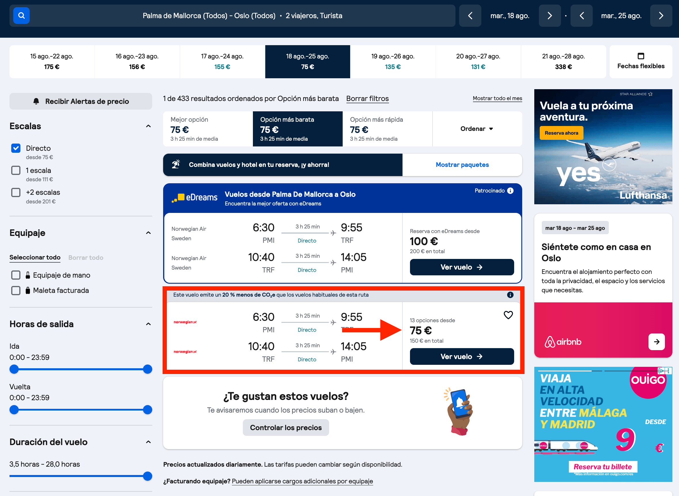 Agosto en Noruega: vuelos directos desde solo 75€ ida y vuelta