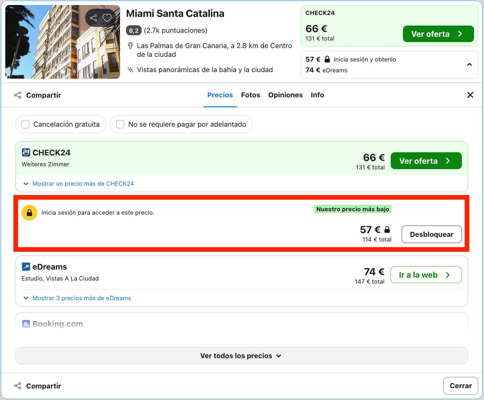 Última hora: hotel en Las Palmas de Gran Canaria con vistas a la playa de Las Canteras desde 28€ p.p./noche