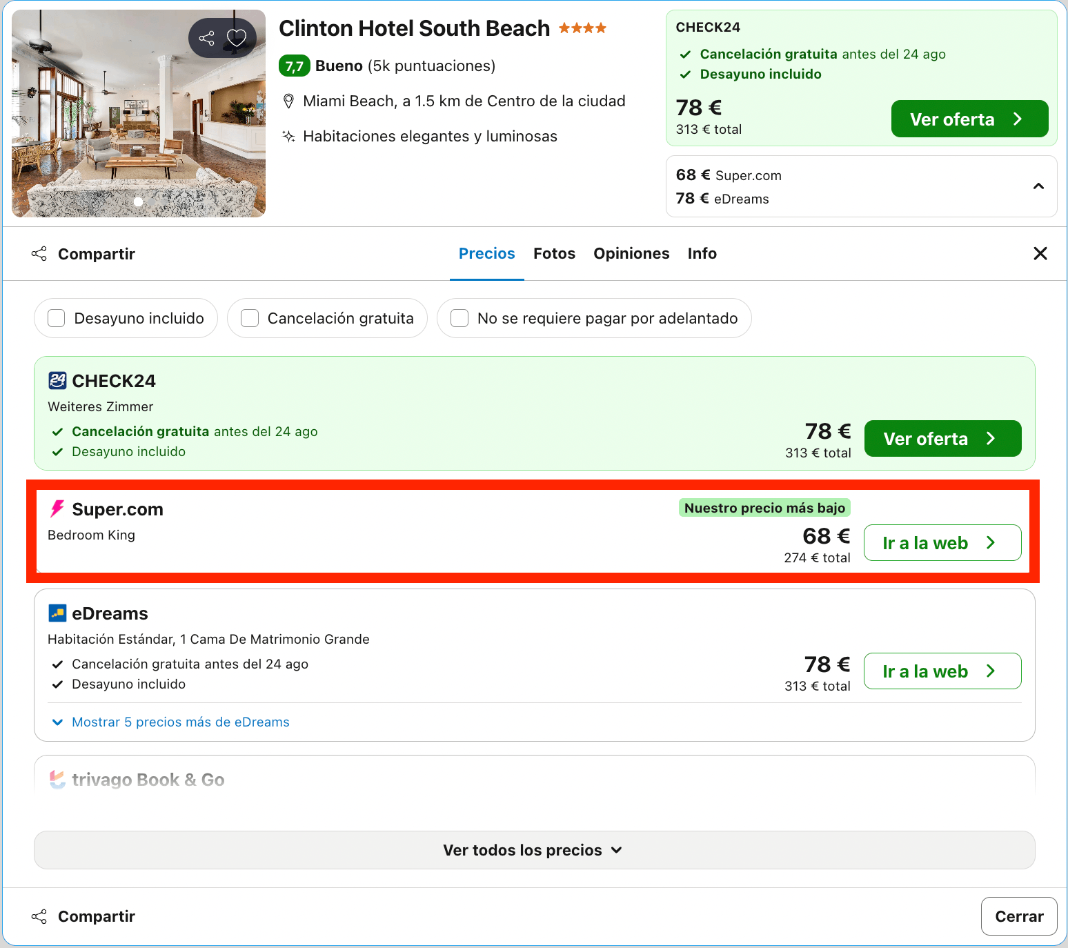 Hotel boutique 4* con spa en Miami Beach desde 34€ p.p./noche
