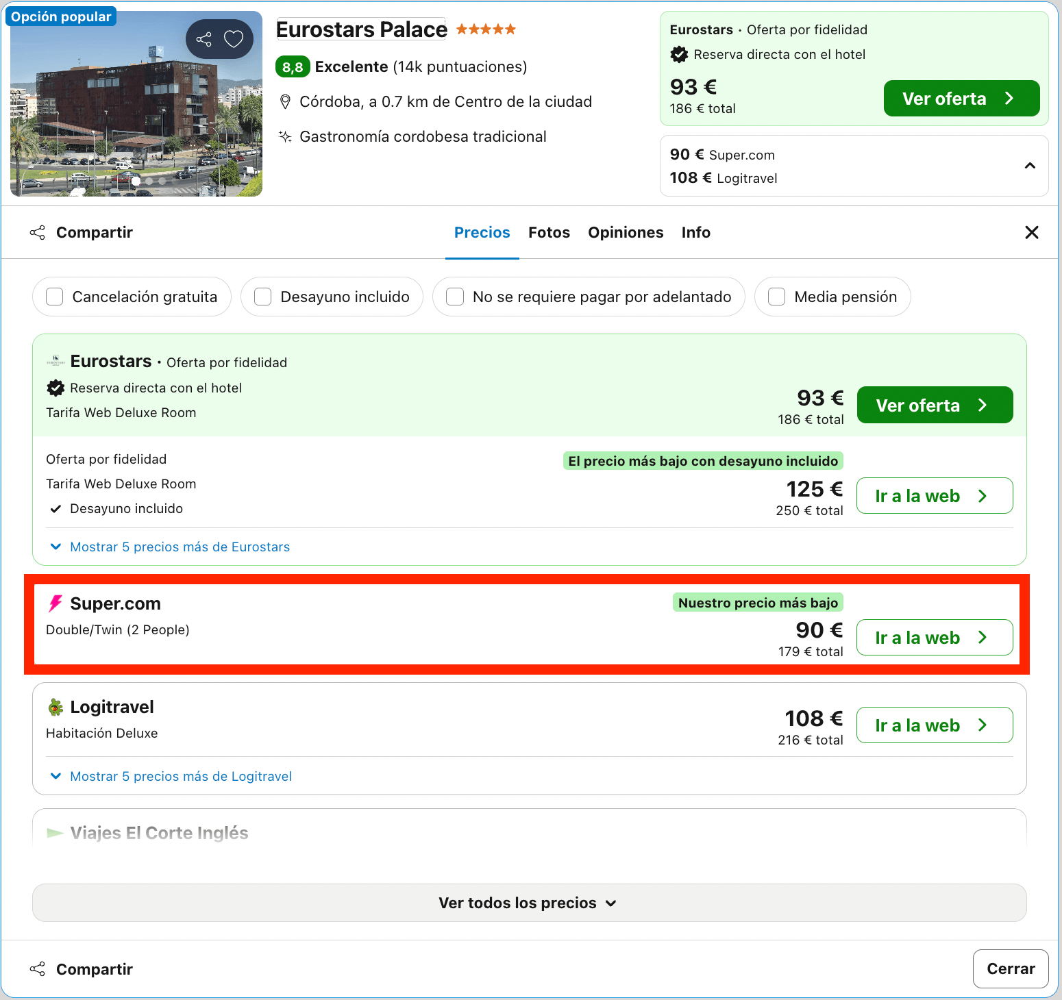 Impresionante hotel Eurostars 5* en el centro de Córdoba con piscina desde 45€ p.p./noche