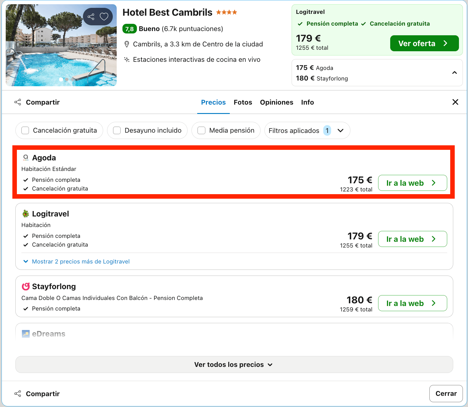 Vacaciones en Cambrils: 7 noches en un acogedor aparthotel a pie de playa desde 611€ p.p.
