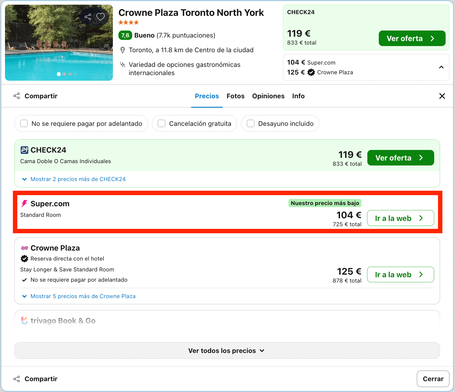 Hotel 4* con vistas increíbles en Toronto (Canadá) desde 52€ p.p./noche