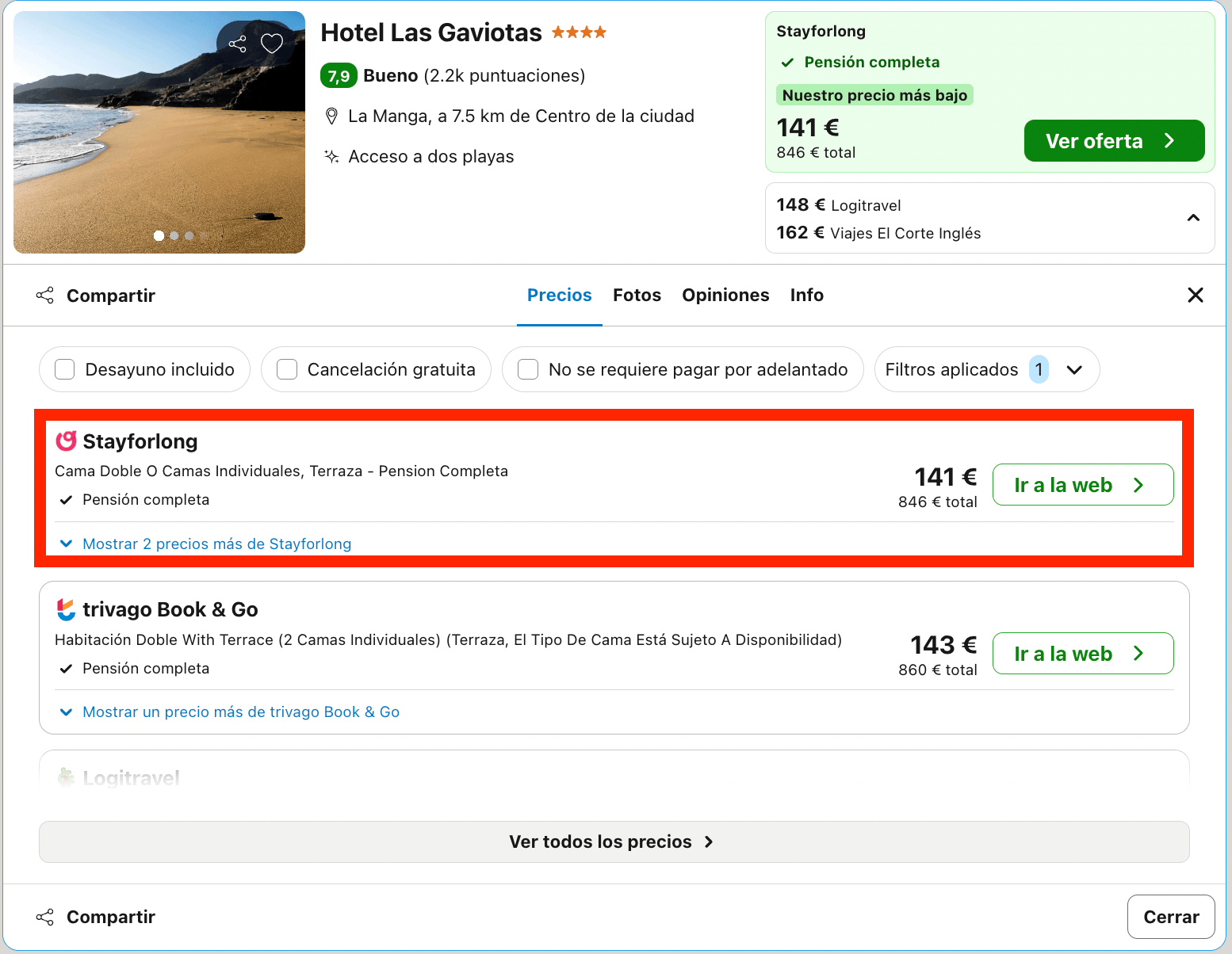 Hotel 4* en La Manga del Mar Menor con todas las comidas incluidas desde 70€ p.p./noche