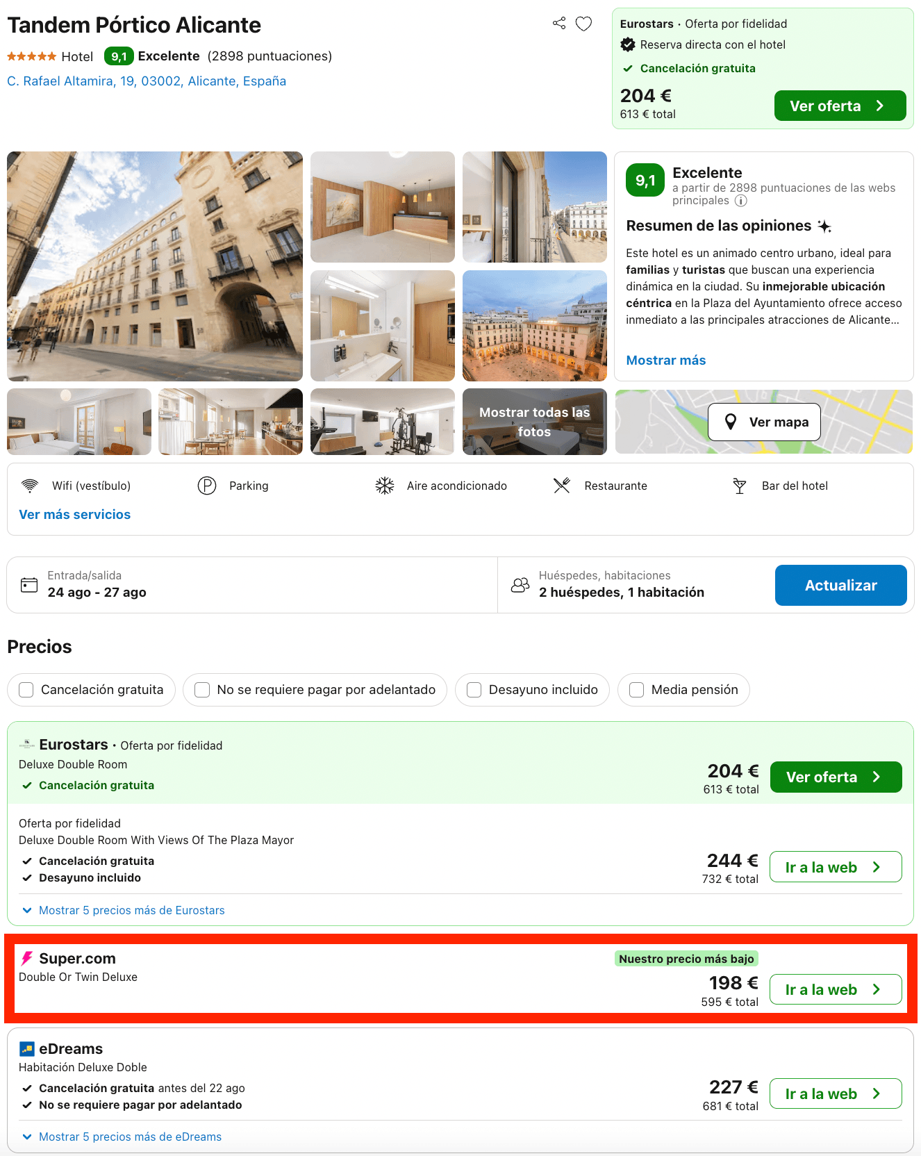 Agosto de lujo en Alicante: espectacular hotel Eurostars 5* desde 99€ p.p./noche