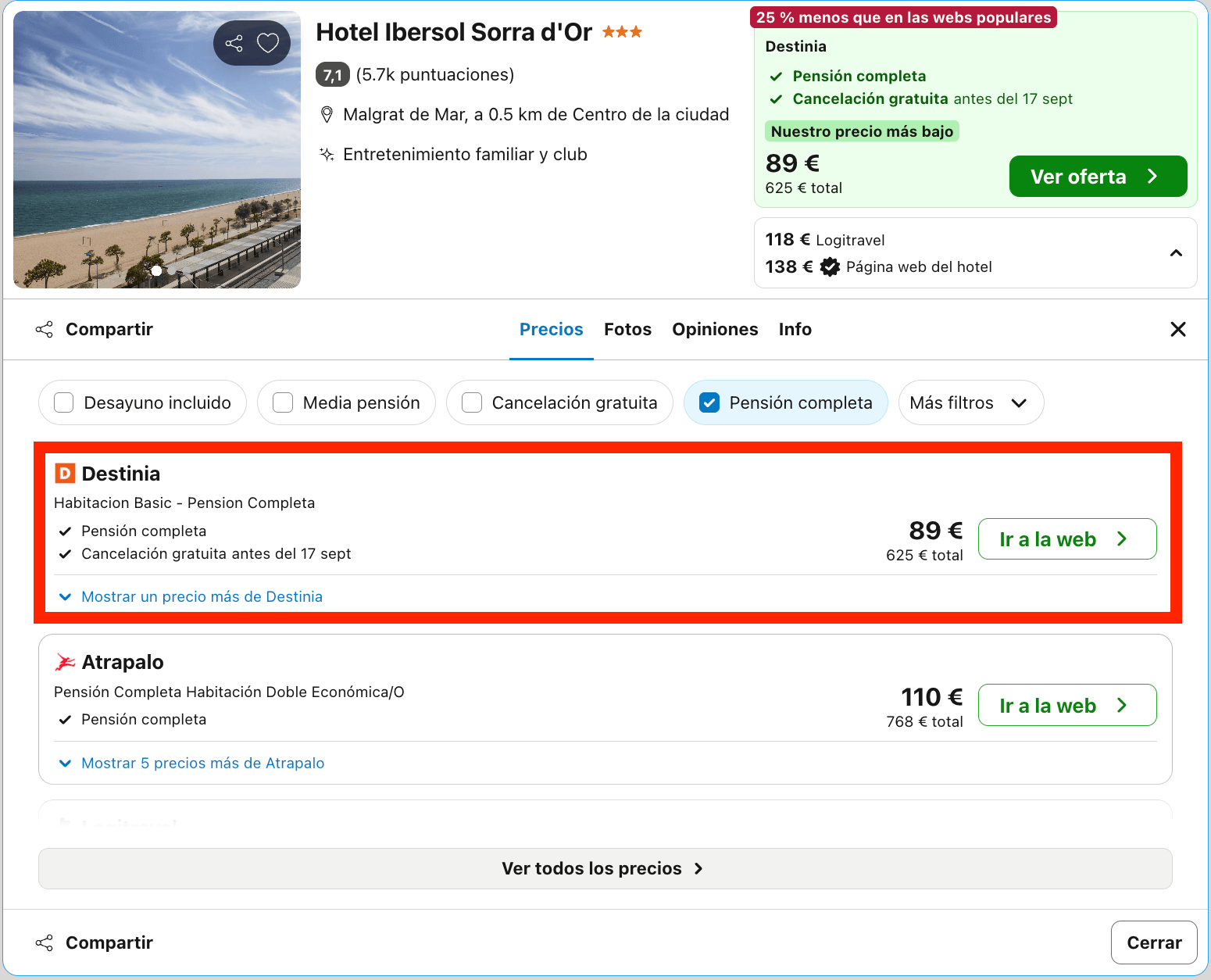 Vacaciones en el Maresme: 7 noches en un hotel con pensión completa desde 312€ p.p.