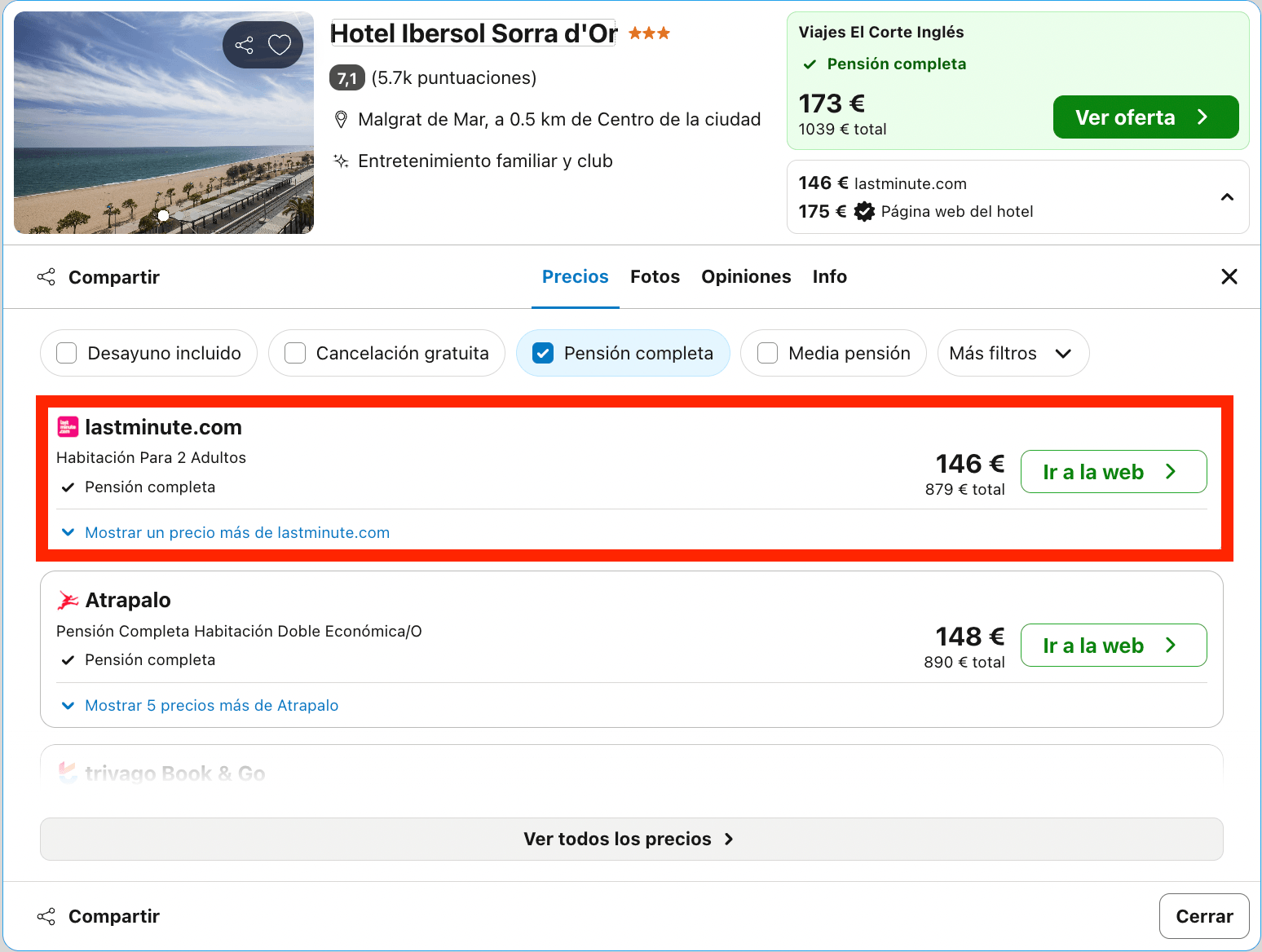 Hotel en primera línea de mar con todas las comidas incluidas desde 73€ p.p./noche