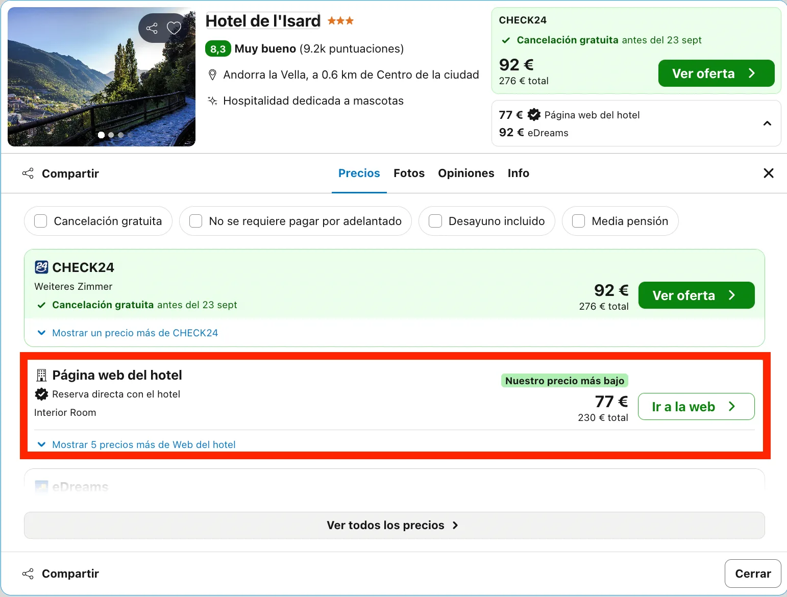 Fantástico hotel situado en pleno centro comercial de Andorra la Vella desde 38€ p.p./noche