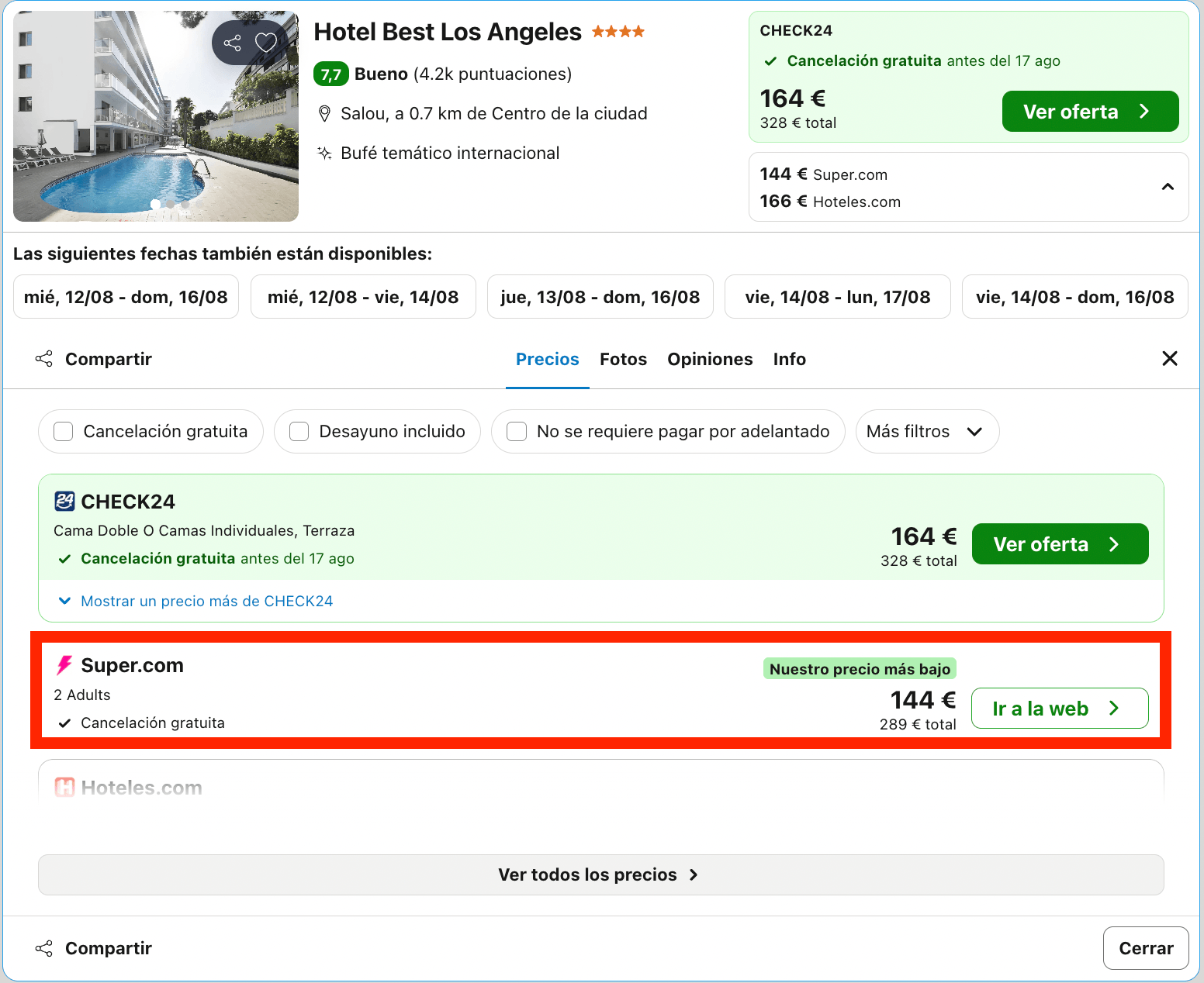 Fin de semana en Salou: hotel 4* cerca de la playa desde 72€ p.p./noche