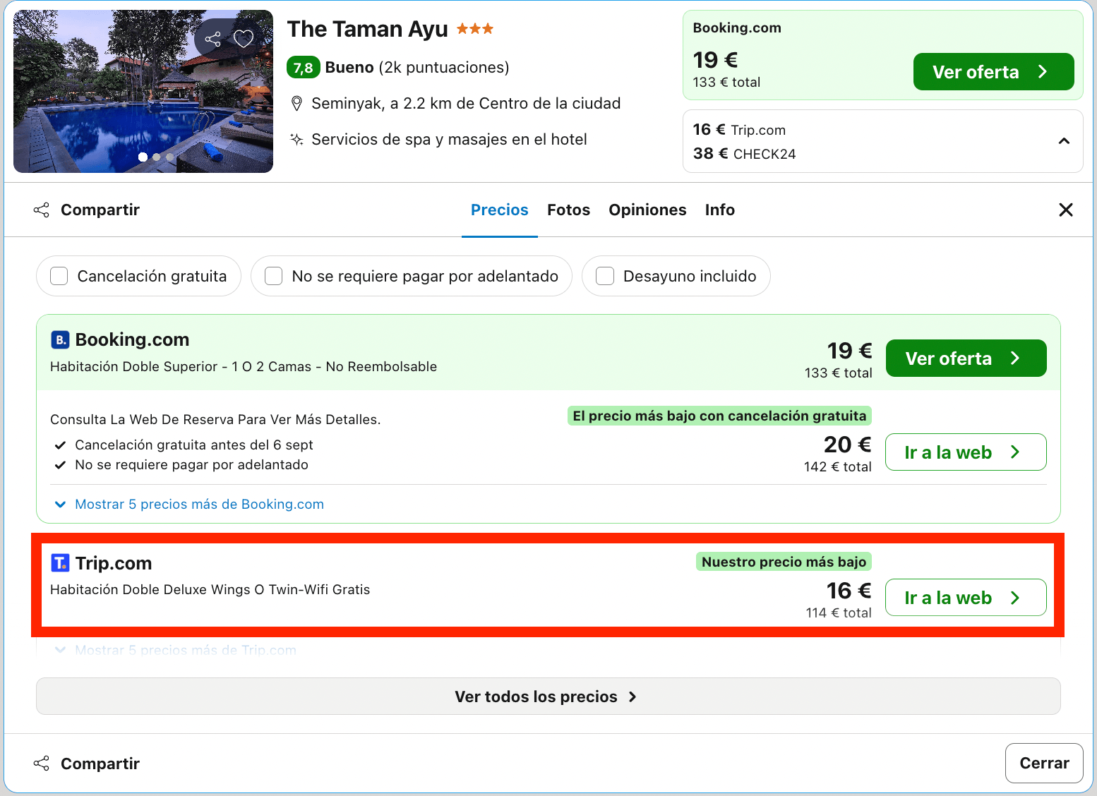 Verano en Bali: hotel 4* con spa, sauna, piscina y restaurante desde 8€ p.p./noche