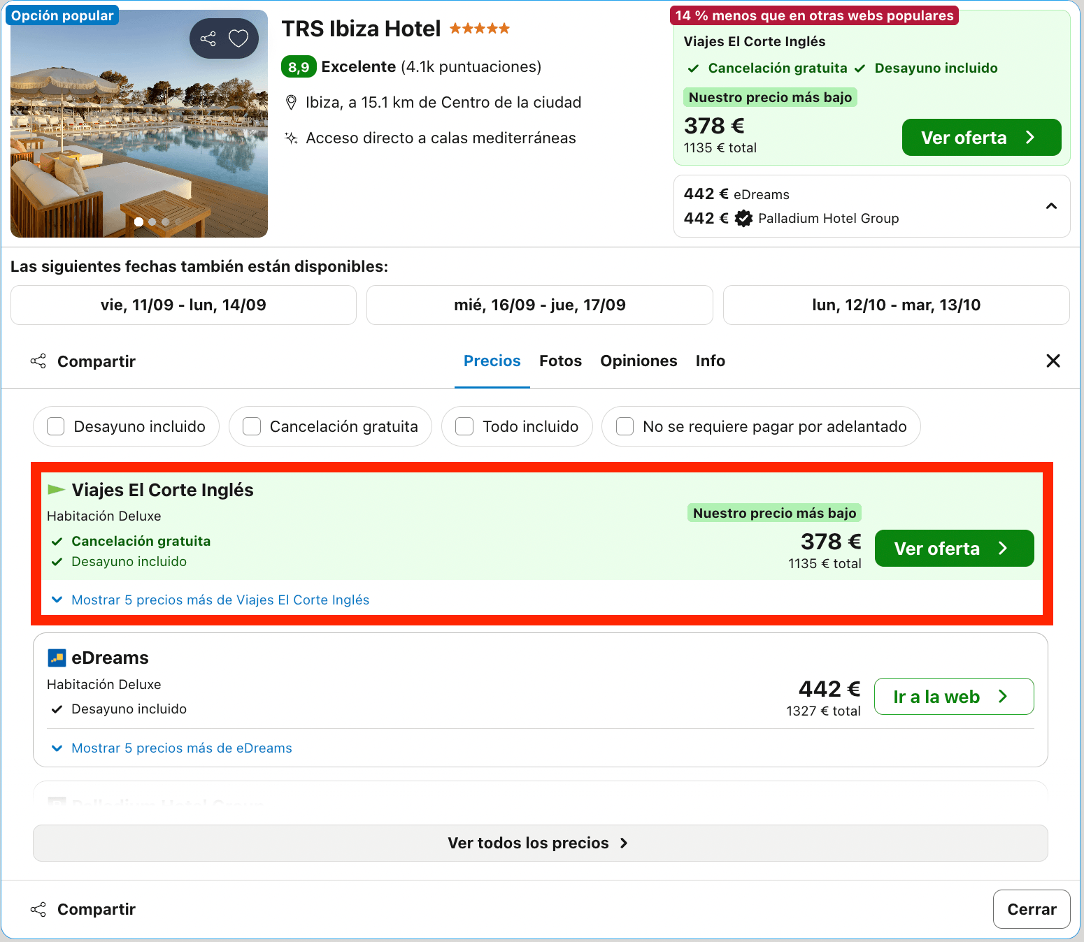 Escapada de lujo en Ibiza: espectacular hotel 5* con vistas al mar desde 189€ p.p./noche