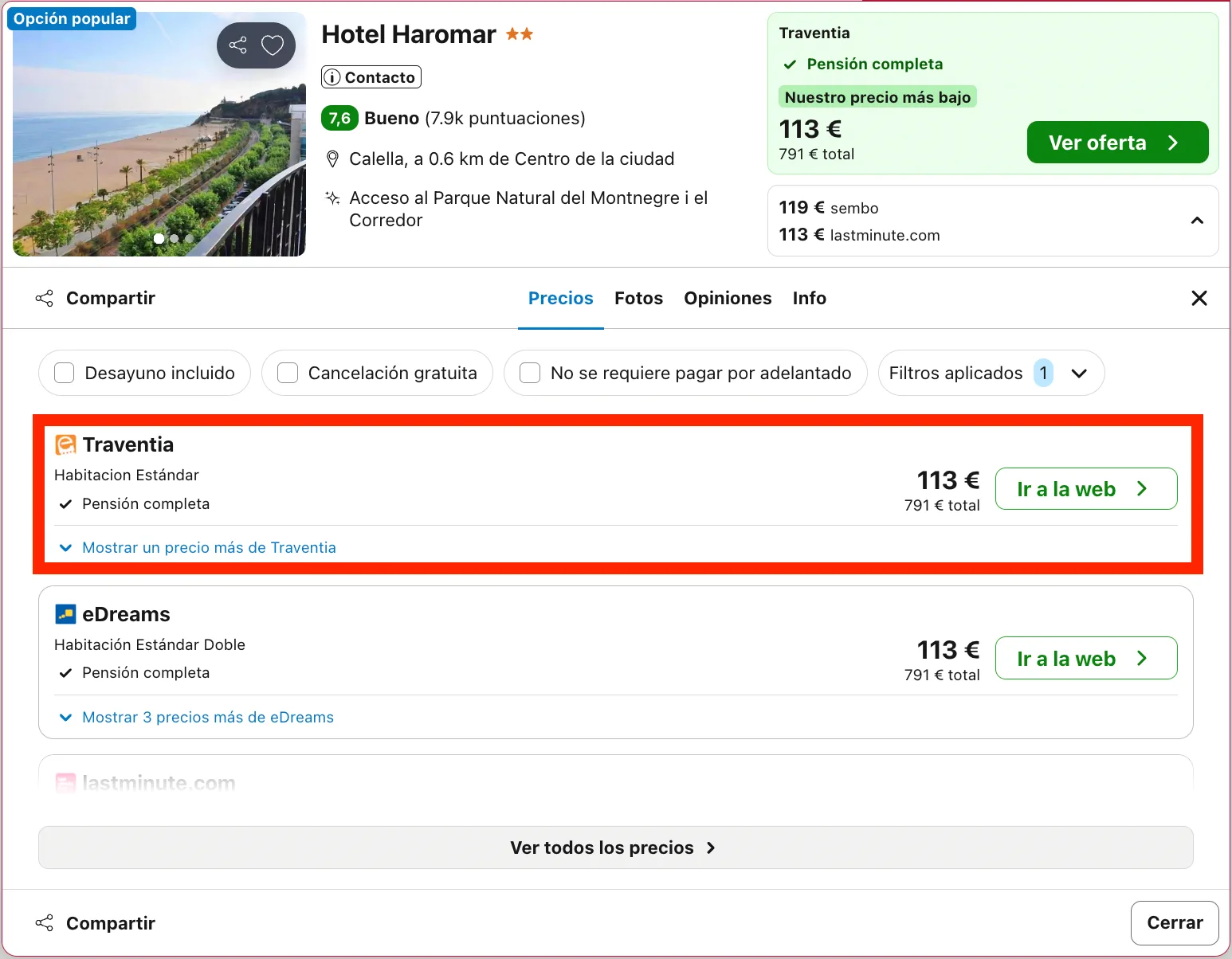 Hotel en primera línea de playa con todas las comidas incluidas desde 56€ p.p./noche