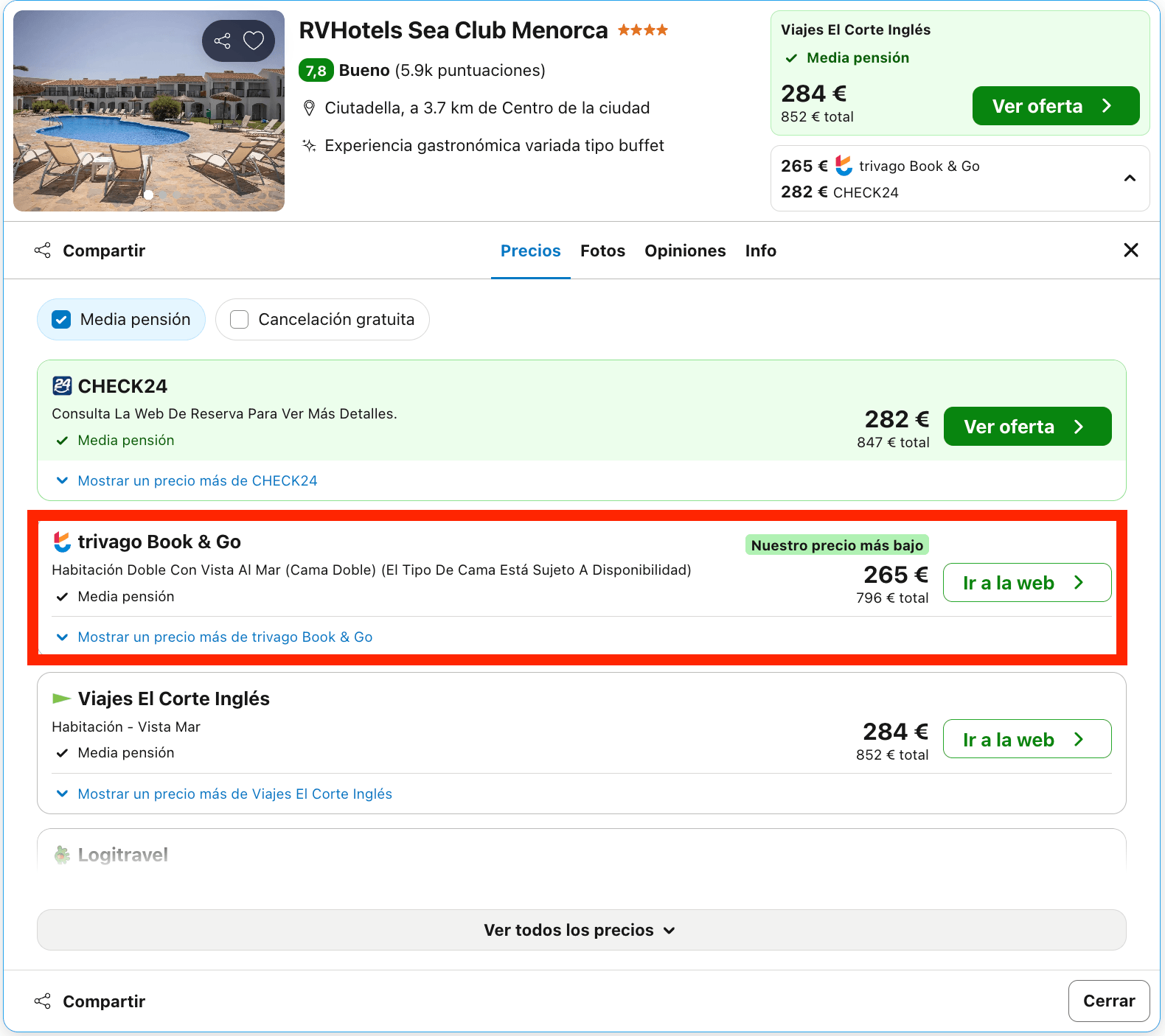 Escapada de última hora: resort 4* en Menorca con media pensión desde 132€ p.p./noche