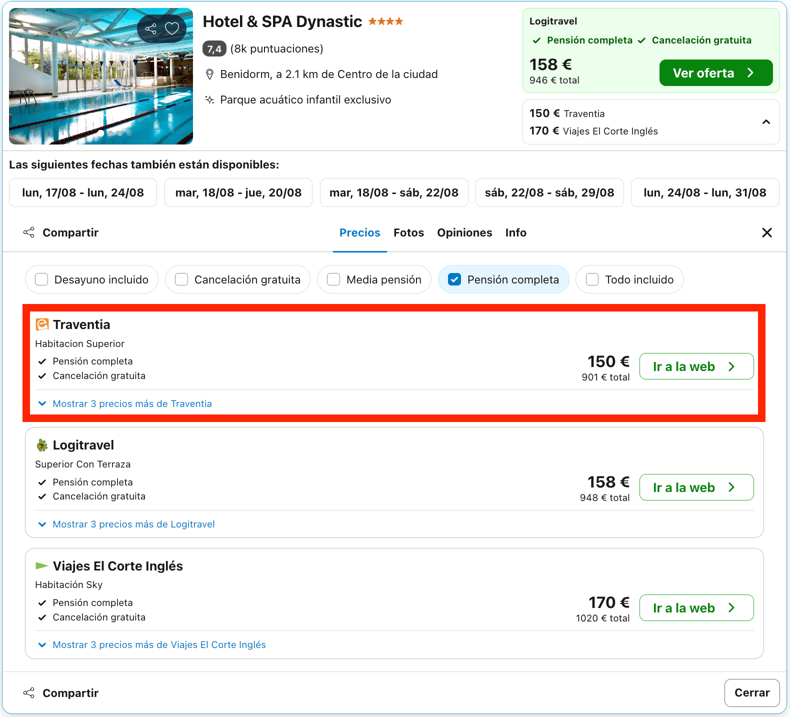 Hotel & Spa 4* en Benidorm con todas las comidas y bebidas incluidas desde 75€ p.p./noche