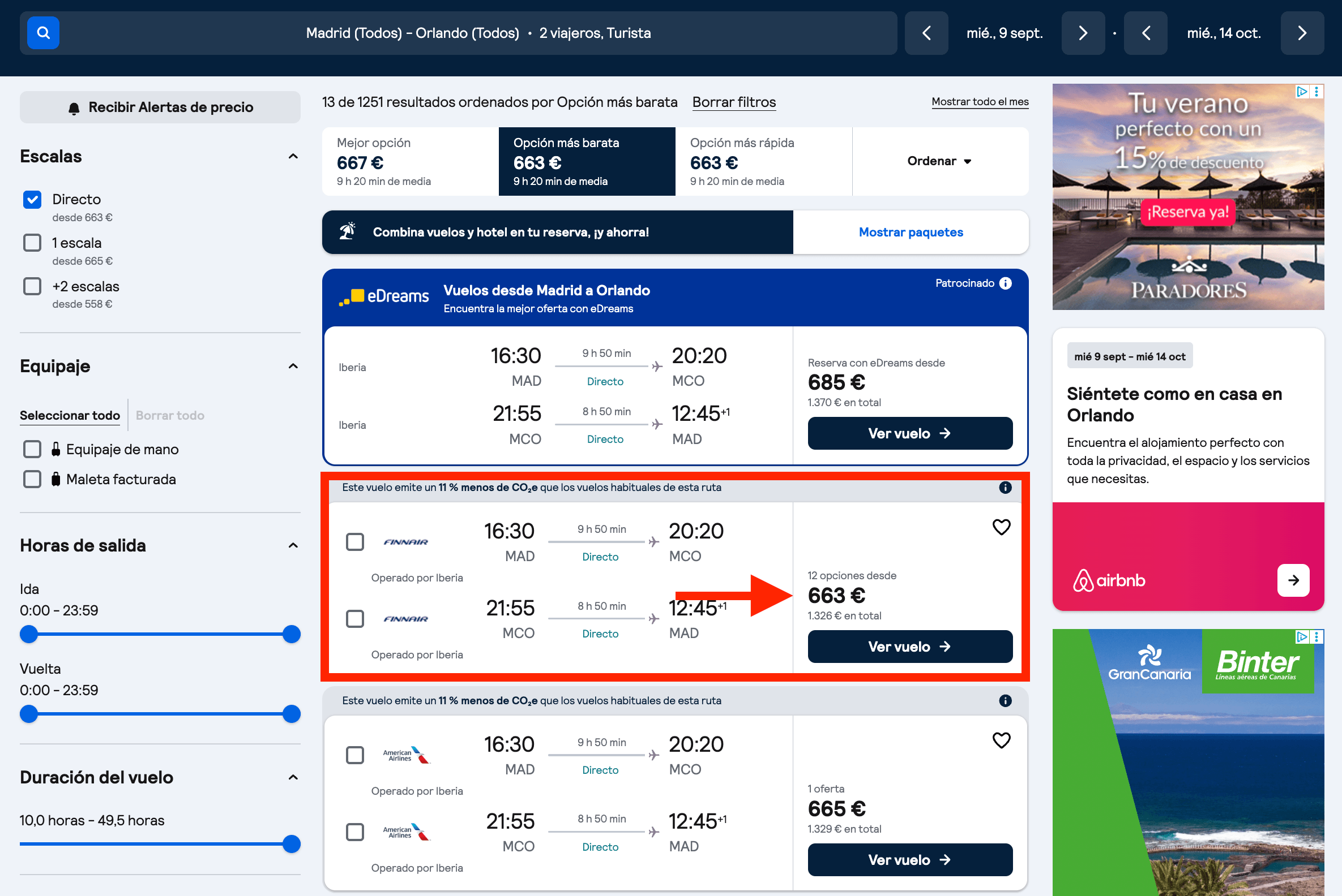 Vuelos directos a Orlando desde solo 663€ ida y vuelta
